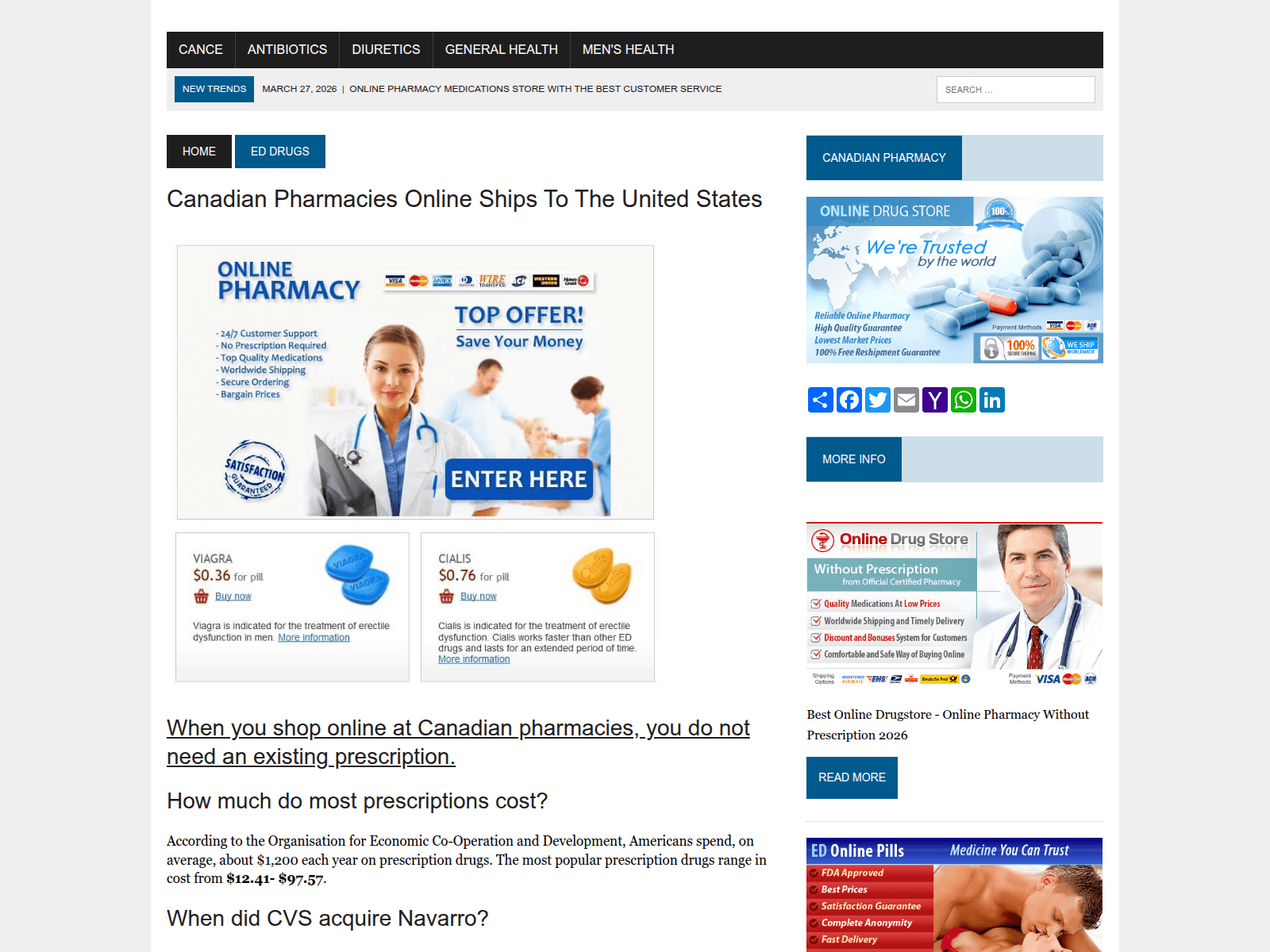 Forensic screenshot of canadianpharmacylist.com