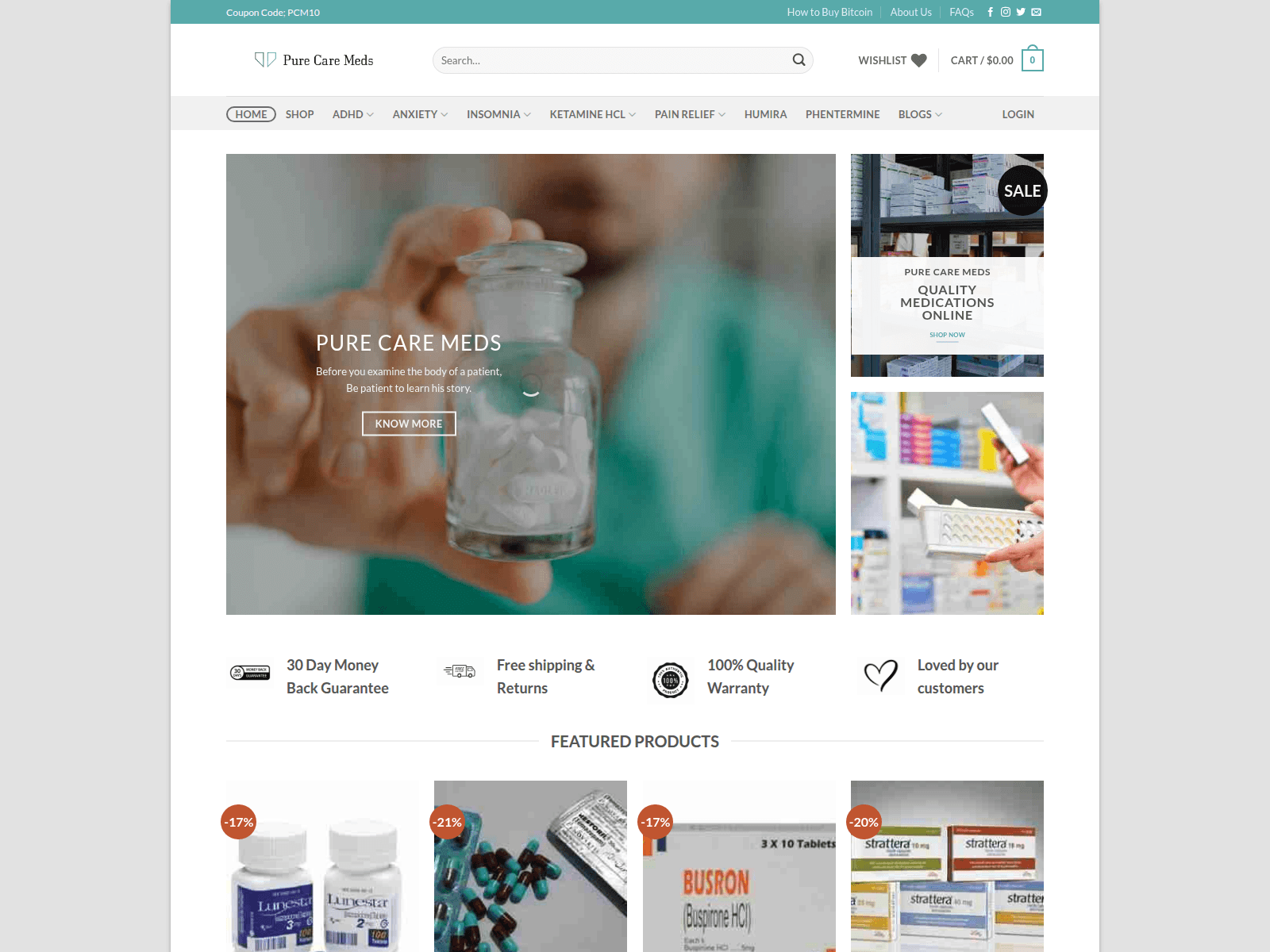Forensic screenshot of purecaremeds.com