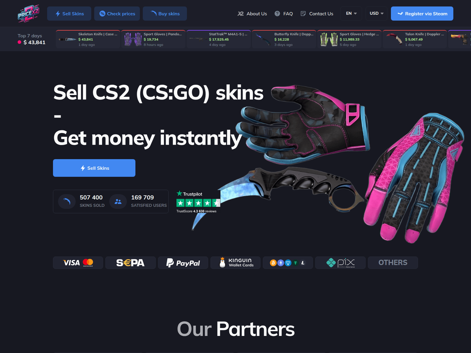 Screenshot of pricex2.com