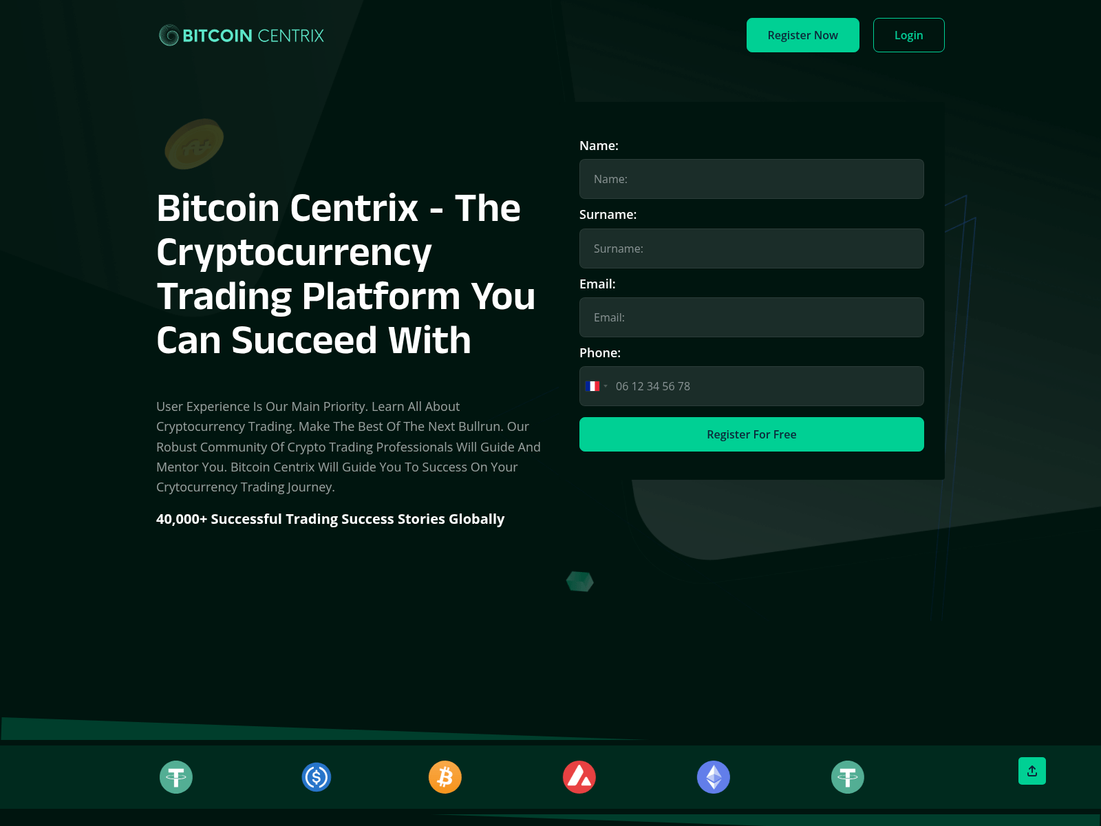 Forensic screenshot of bitcoincentrix.com