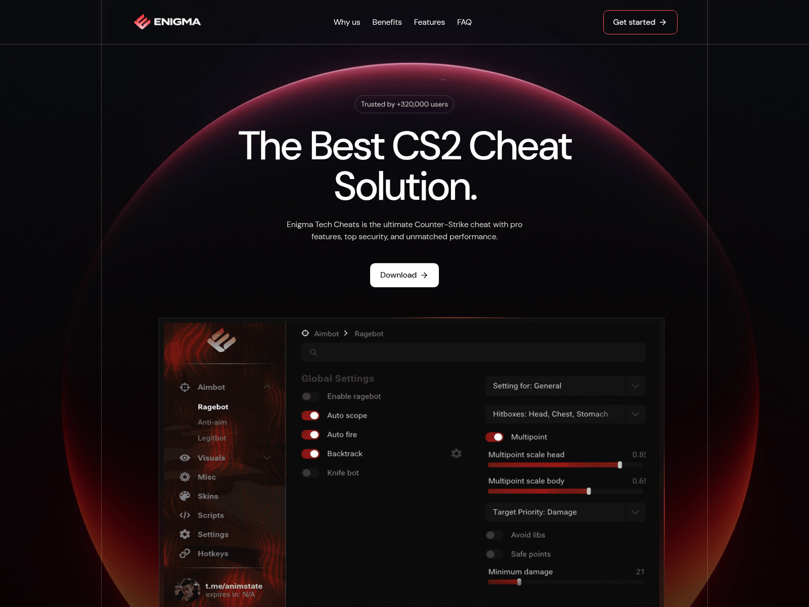 Forensic screenshot of enigmatechcheats.com