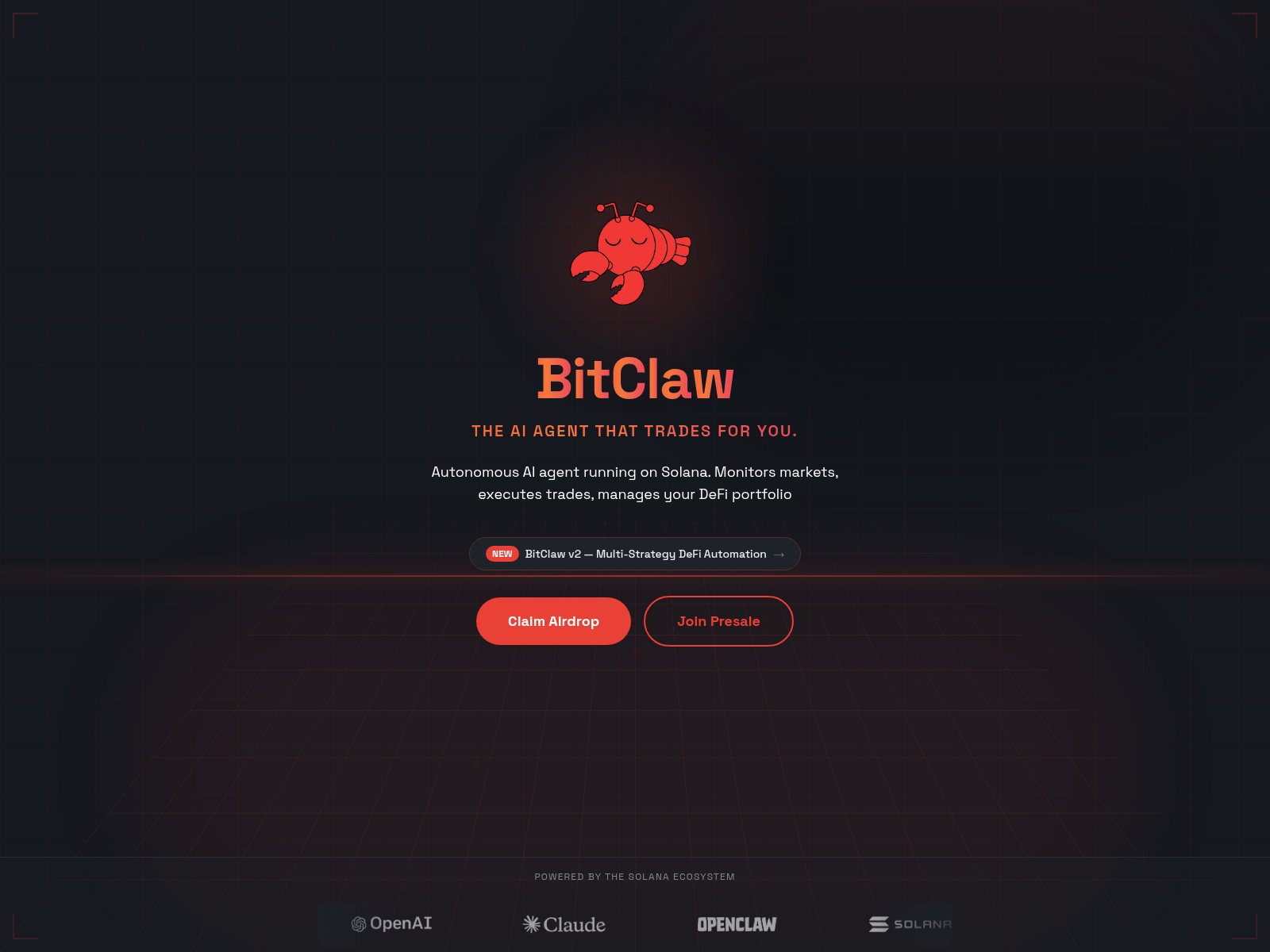 Forensic screenshot of bitclawai.com