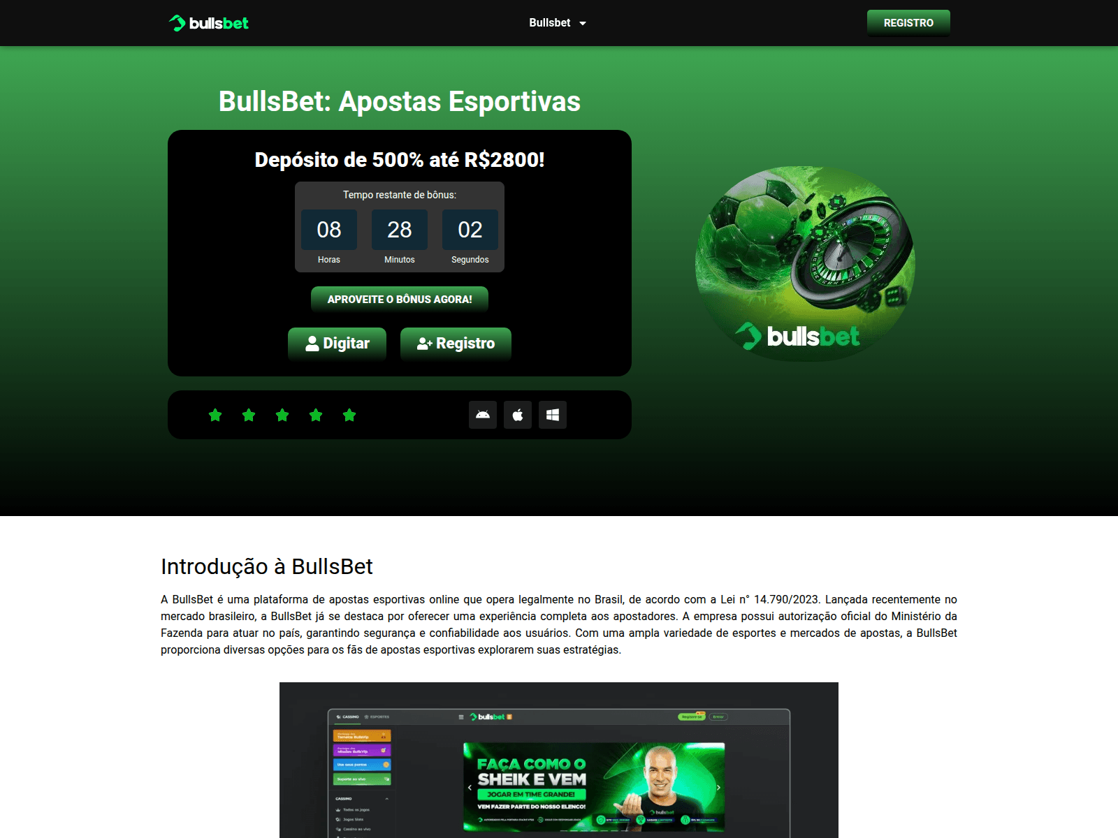 Screenshot of bullsbetbrazil.com