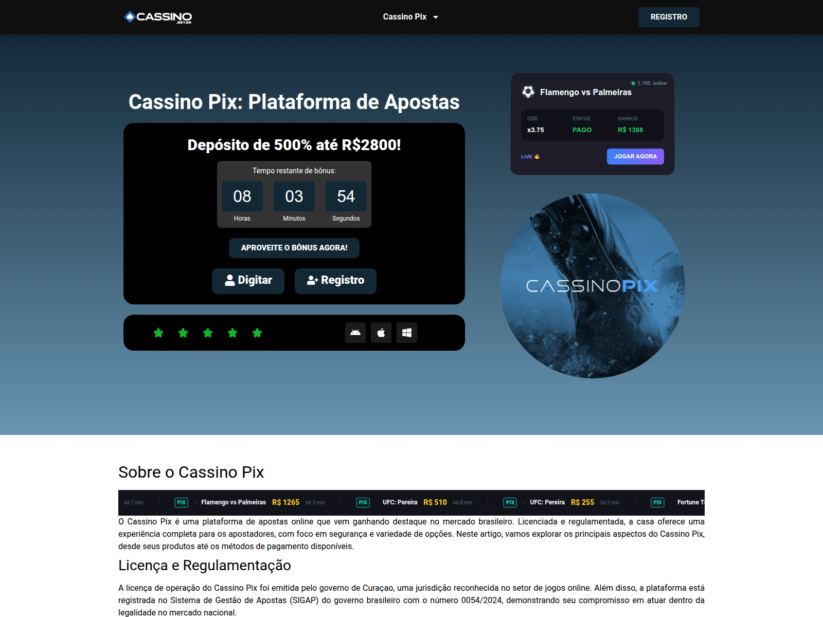 Screenshot of casinopixbrazil.com