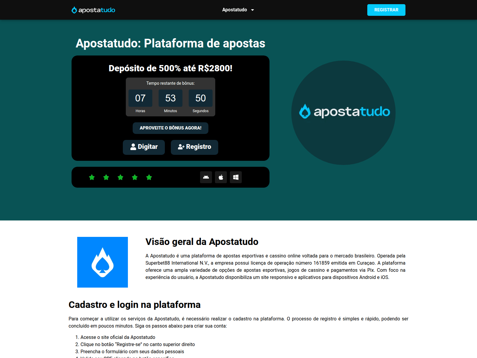 Screenshot of apostatudobrasil.com