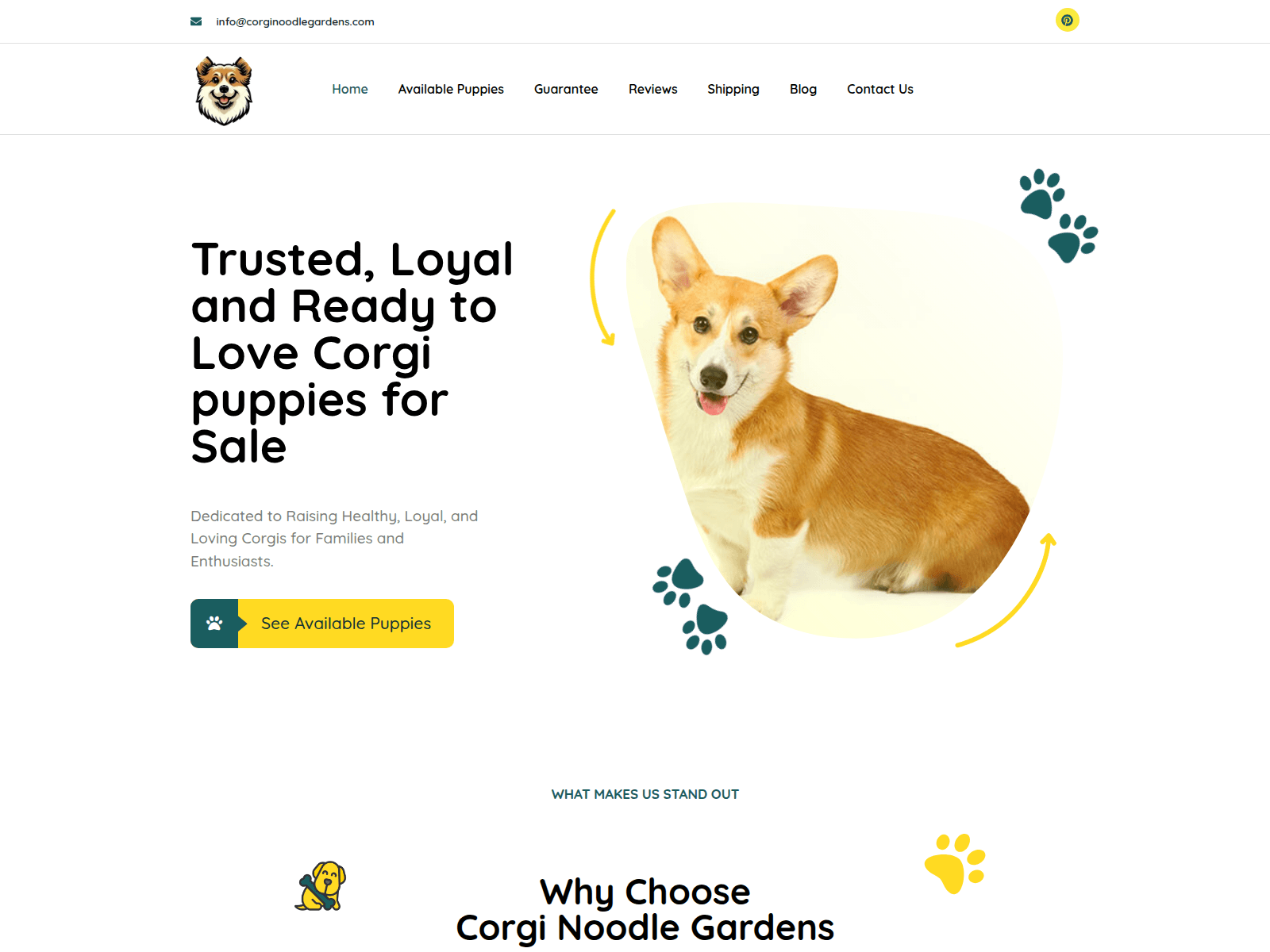 Screenshot of corginoodlegardens.com
