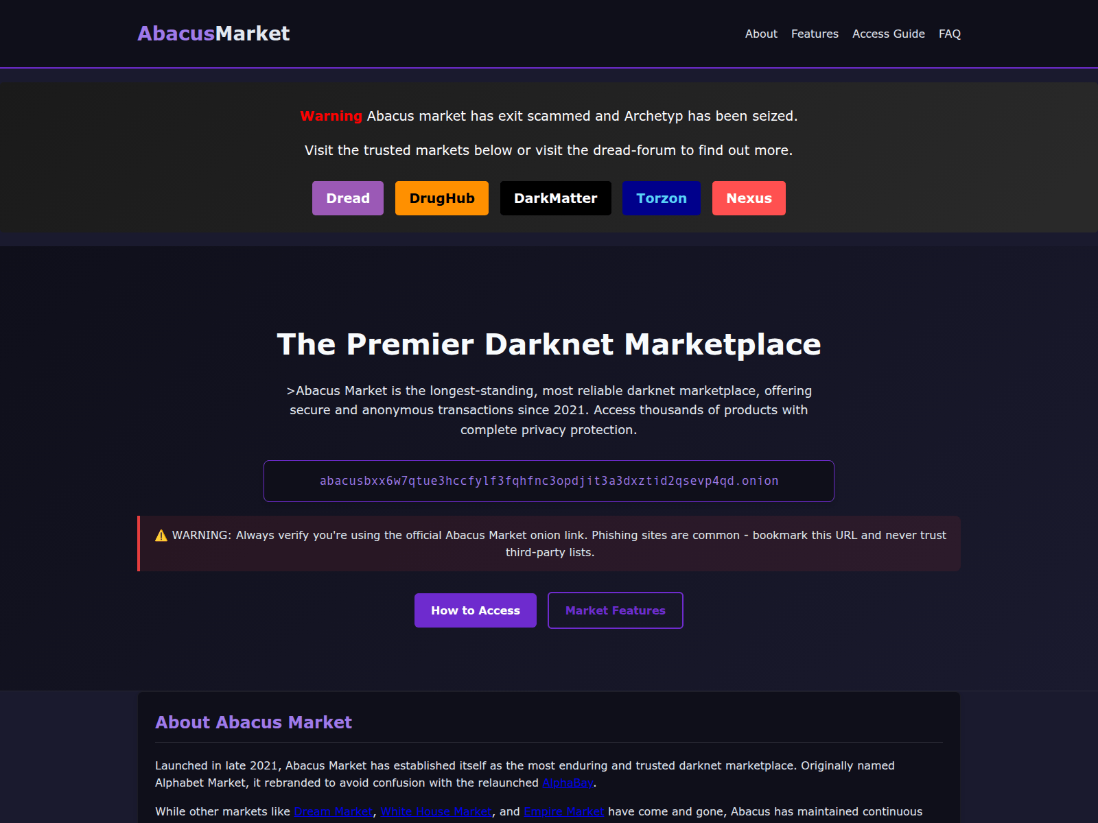 Screenshot of darkweb-links-abacus.com