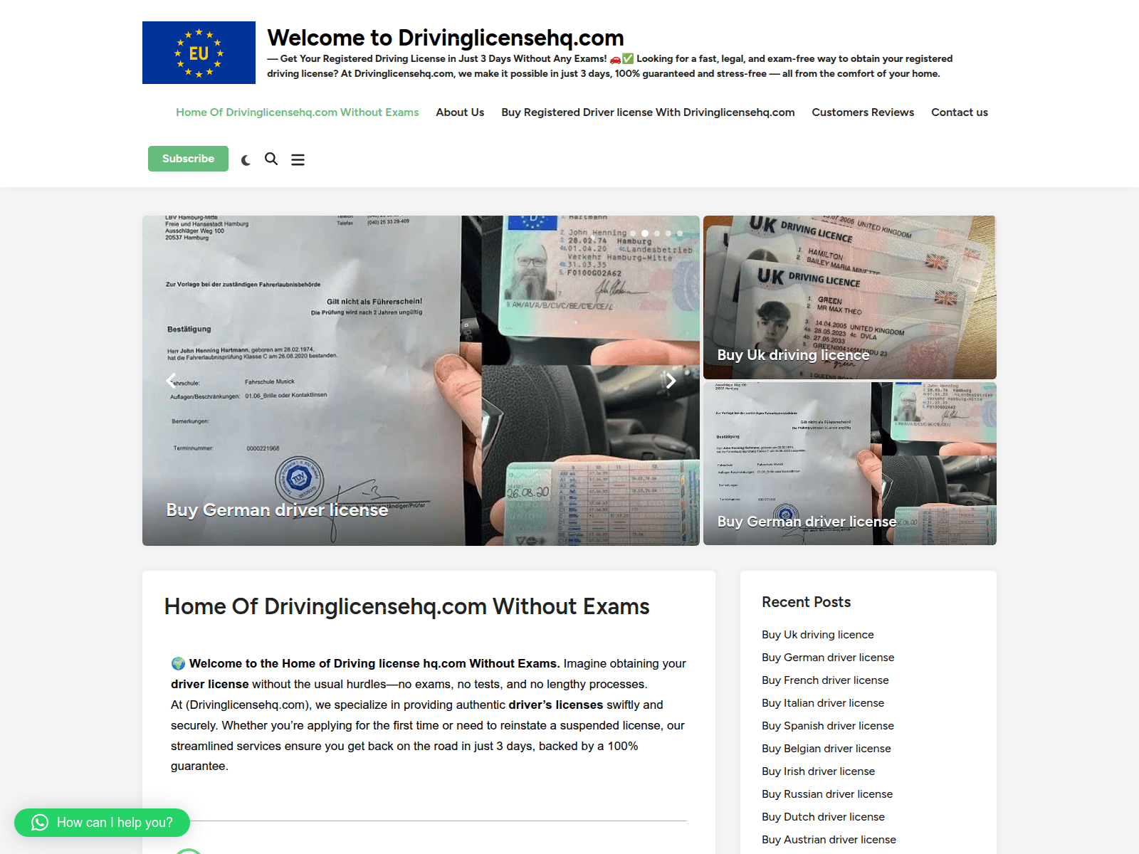 Screenshot of drivinglicensehq.com