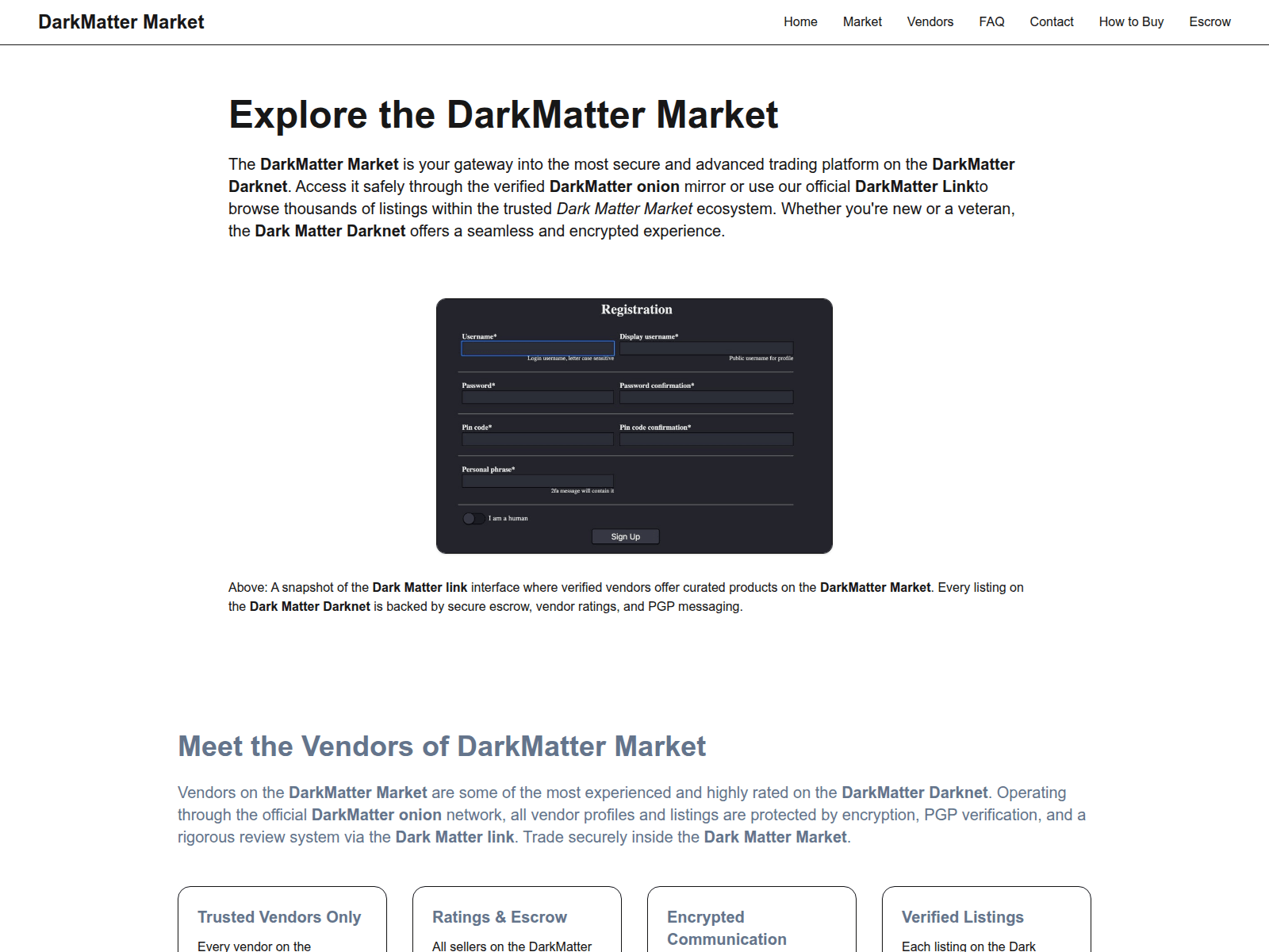 Screenshot of darkmatter-darknetmarket.com