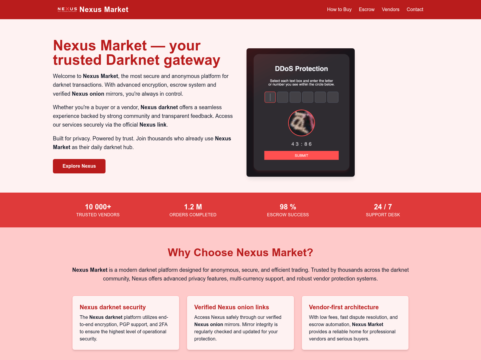 Screenshot of nexuslinkdarknet.com