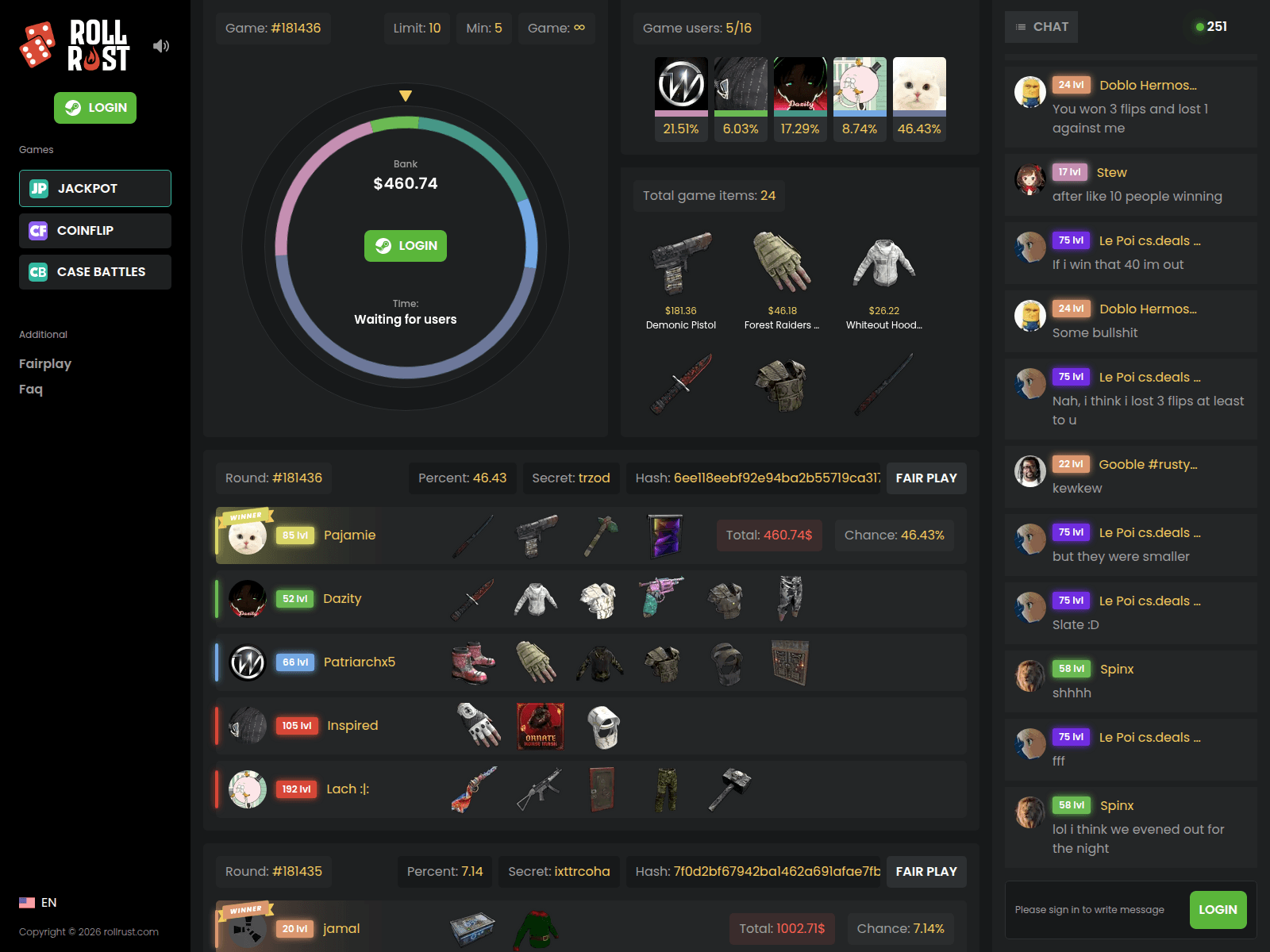 Screenshot of rollrust.com