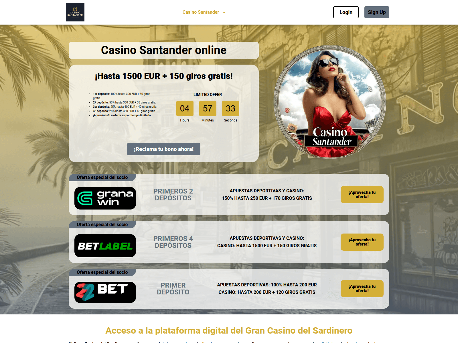 Screenshot of casinosantander.com