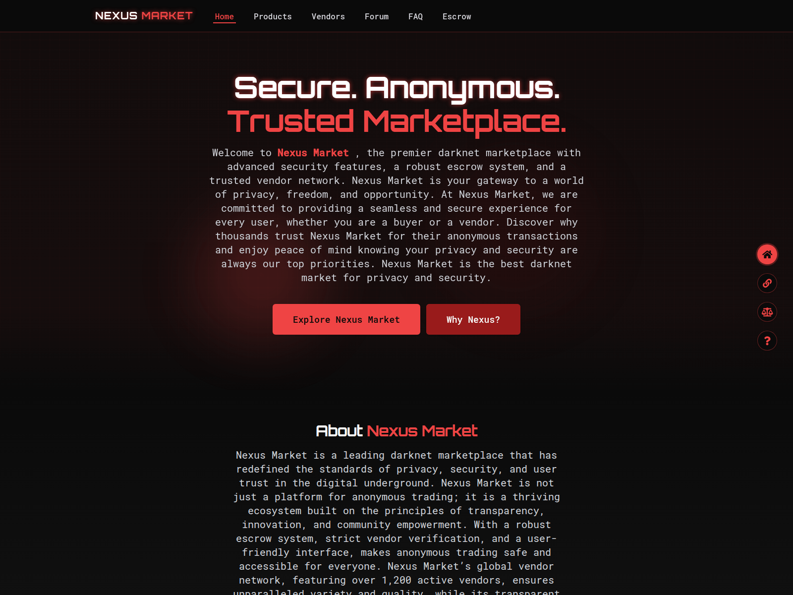 Screenshot of nexus-market-onion-link.com