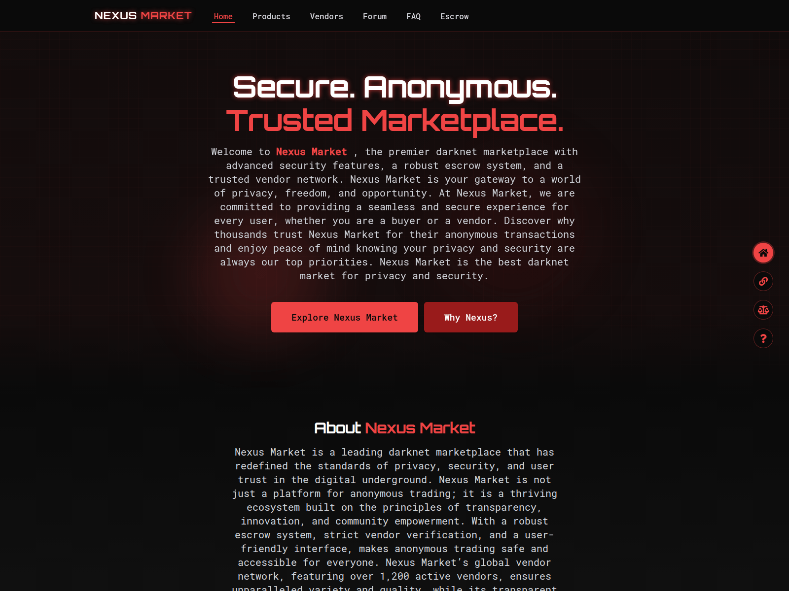 Screenshot of nexus-market-online.com
