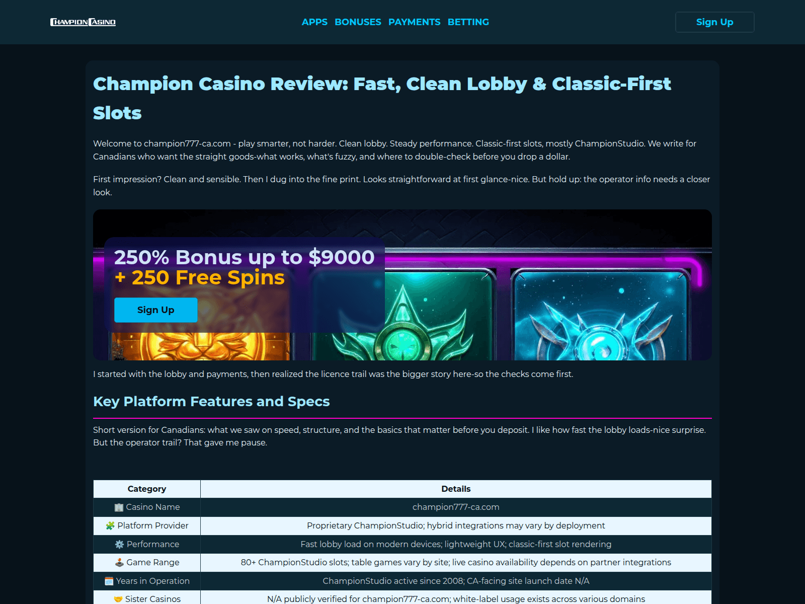 Screenshot of champion777-ca.com