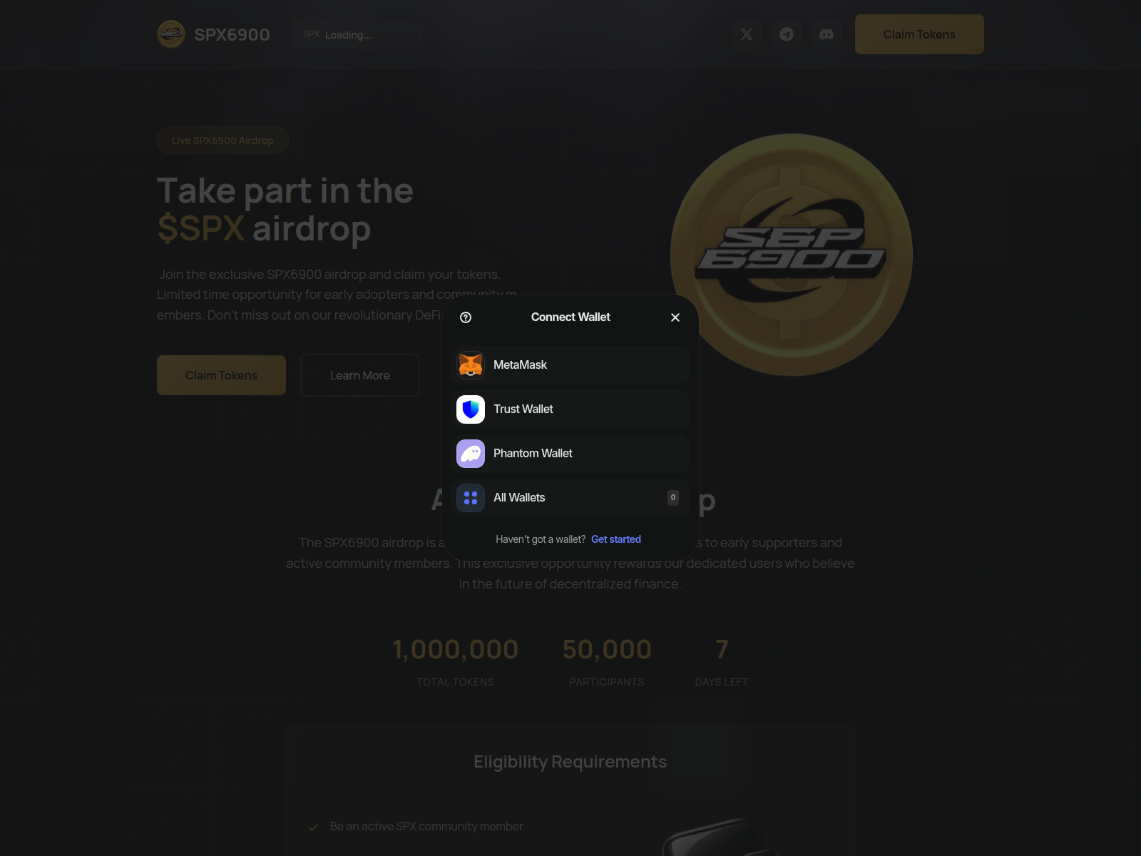 Screenshot of spx6900-airdrop.app