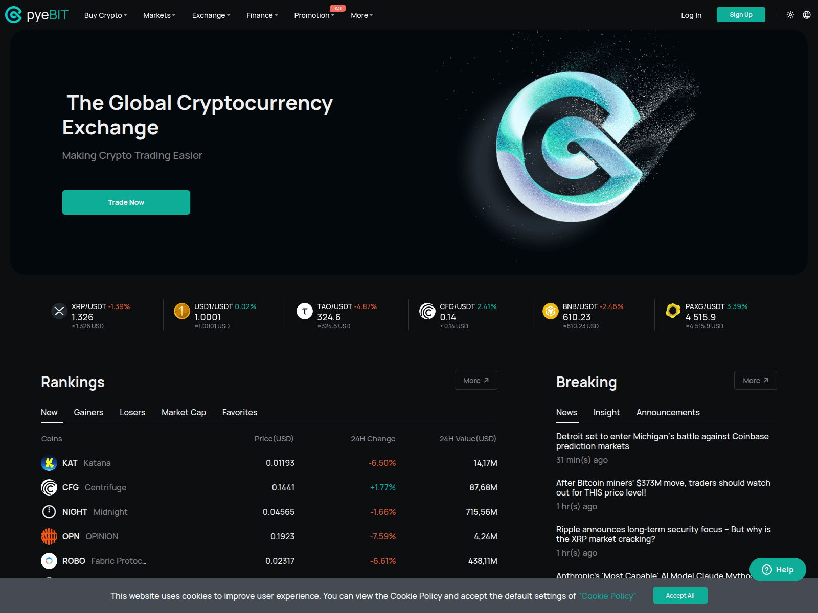 Screenshot of pyebit.com