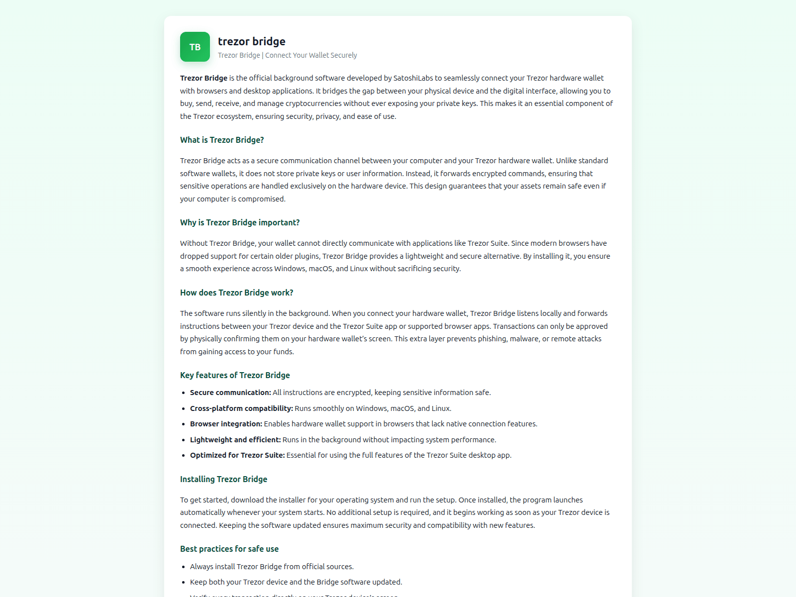 Screenshot of trezerr-bridge.pages.dev
