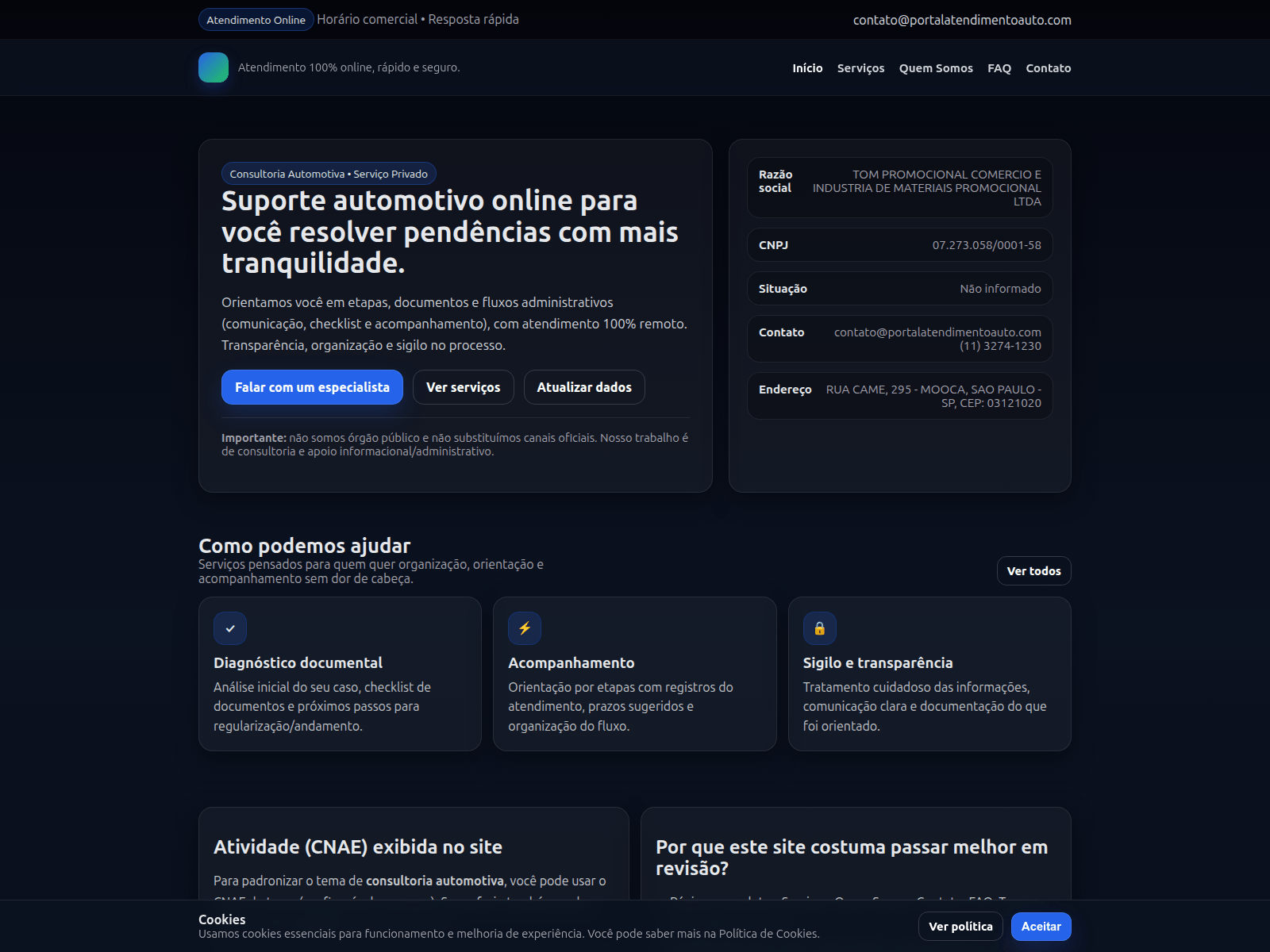 Screenshot of portalatendimentoauto.com