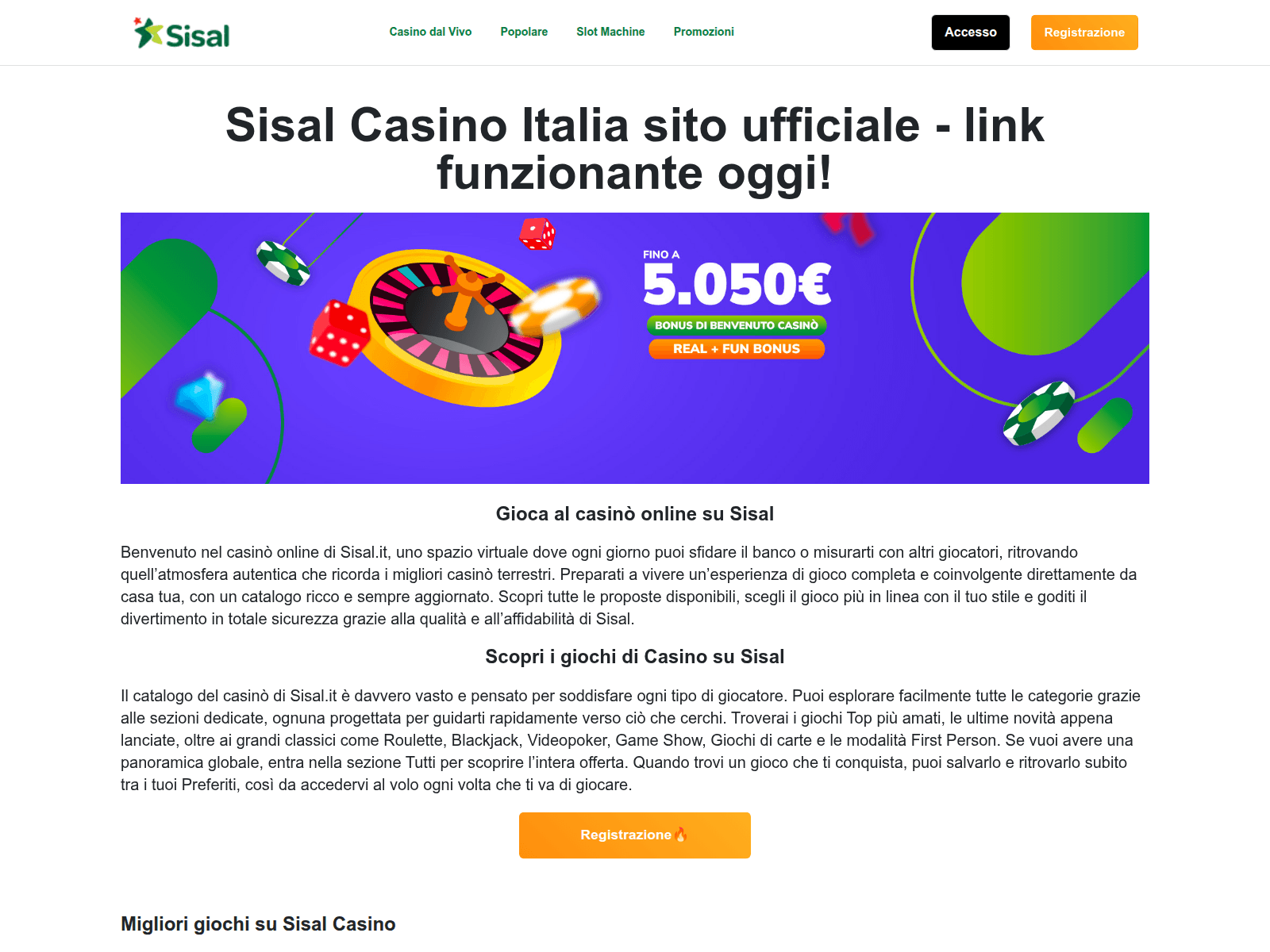 Screenshot of sisal-casino-italia.com