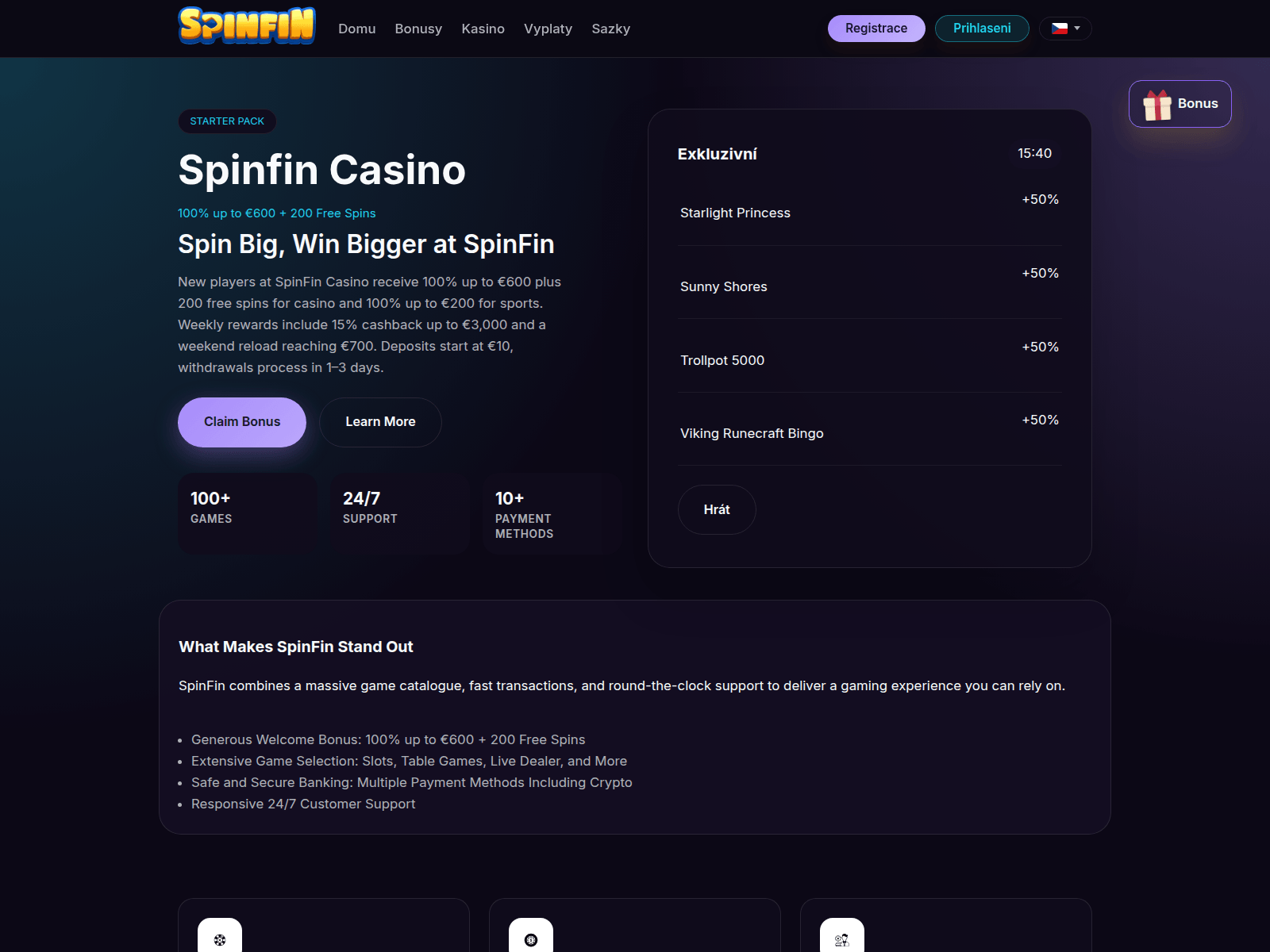 Screenshot of spinfincasino-uk.com