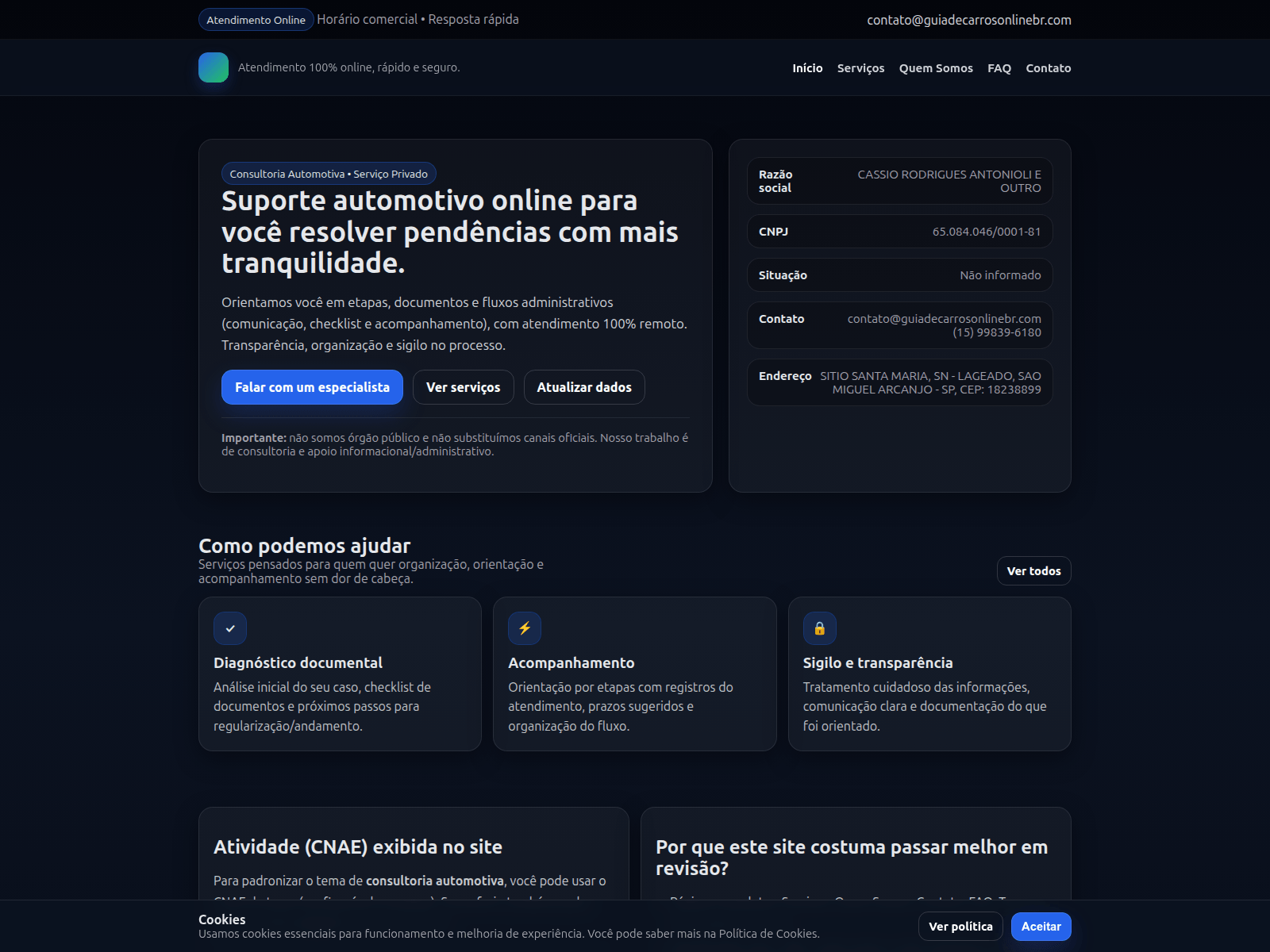 Screenshot of guiadecarrosonlinebr.com