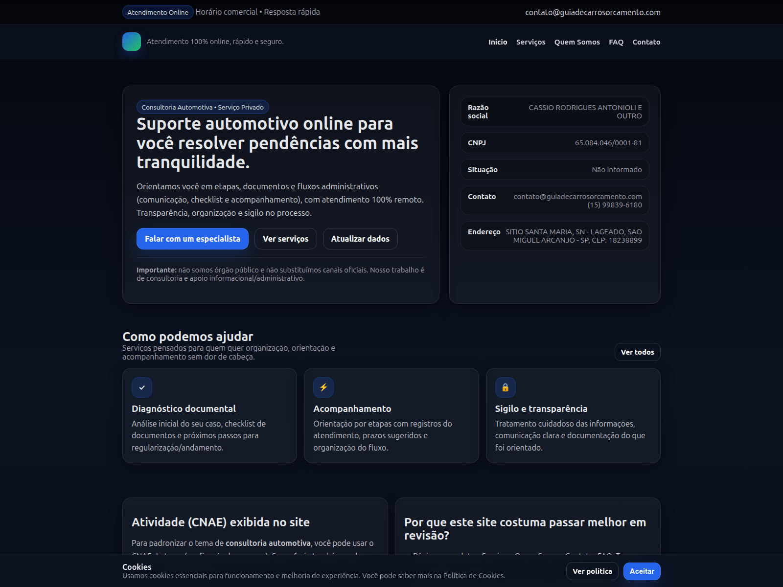 Screenshot of guiadecarrosorcamento.com