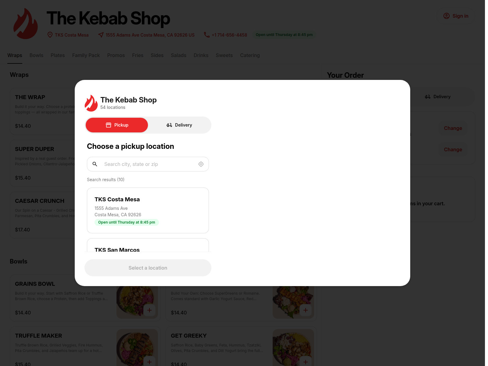Screenshot of thekebabsnop.com