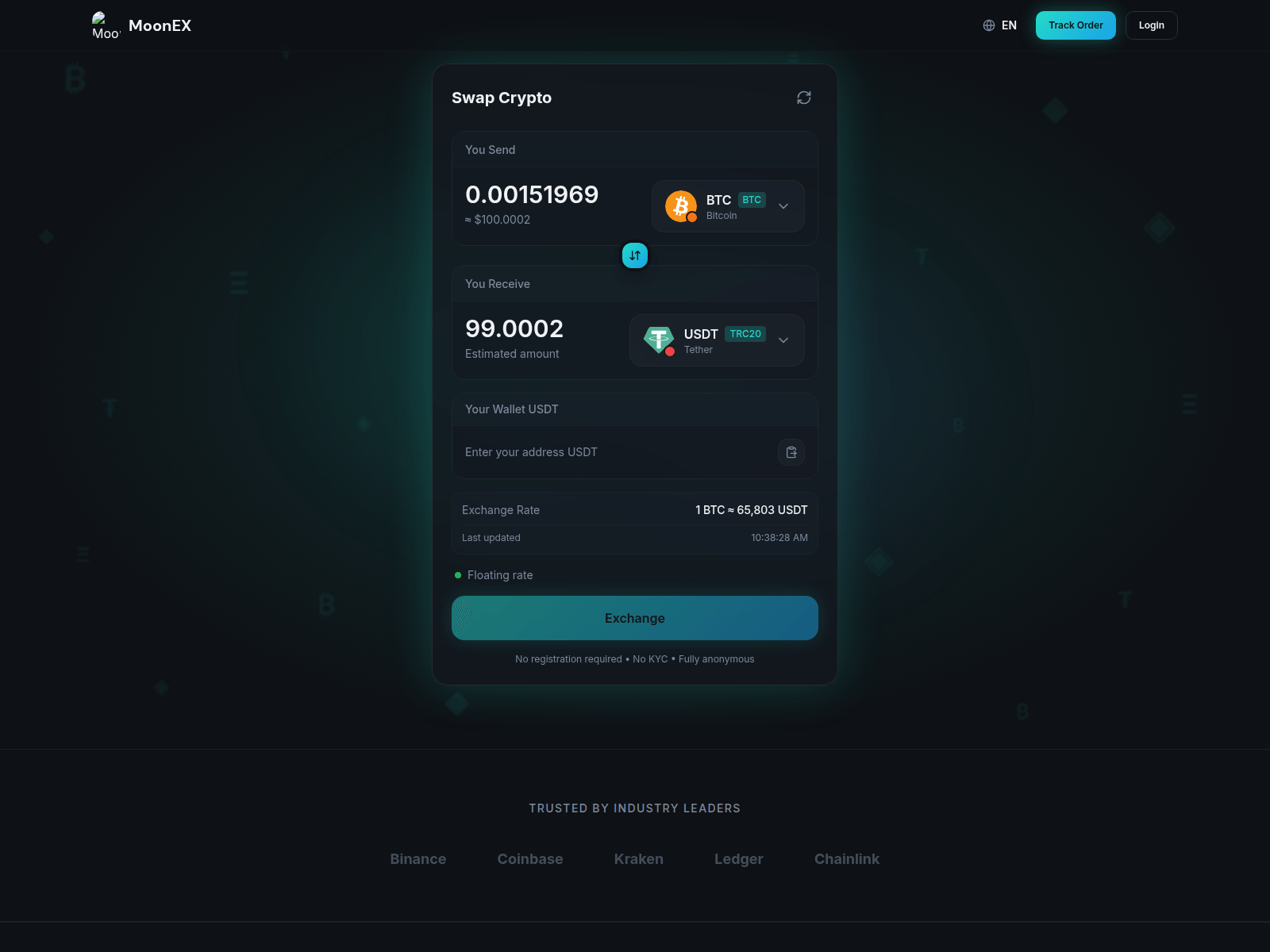 Screenshot of intercambio.exchange
