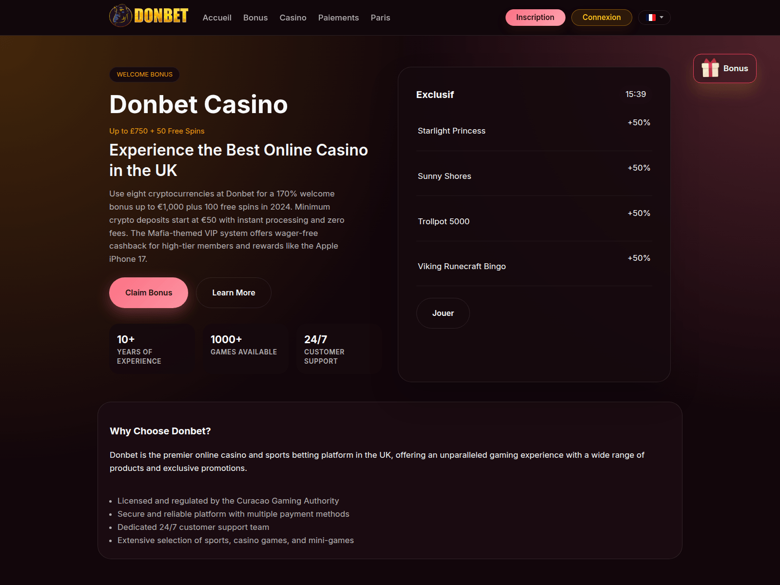 Screenshot of donbetcasino.games