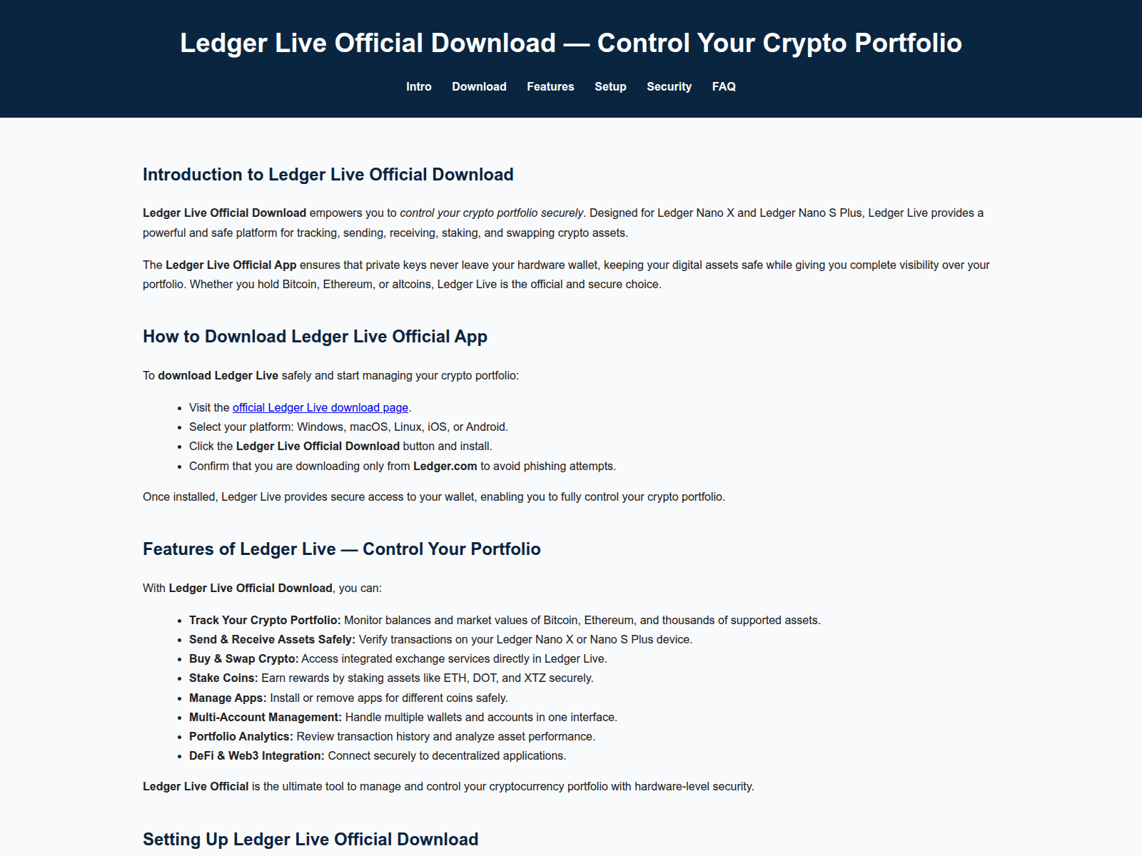 Screenshot of leger-live-faq.pages.dev