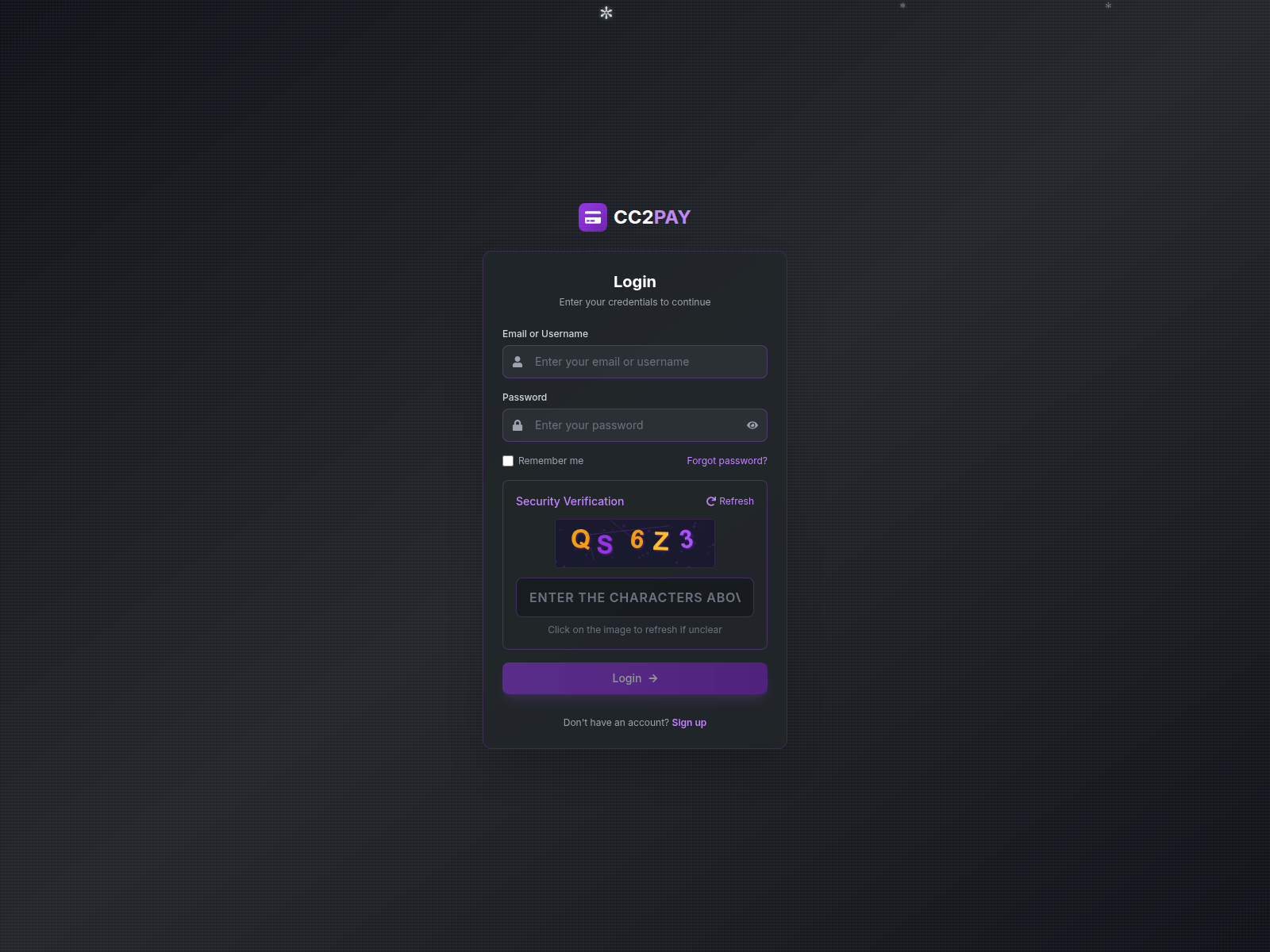 Screenshot of cc2pay.live