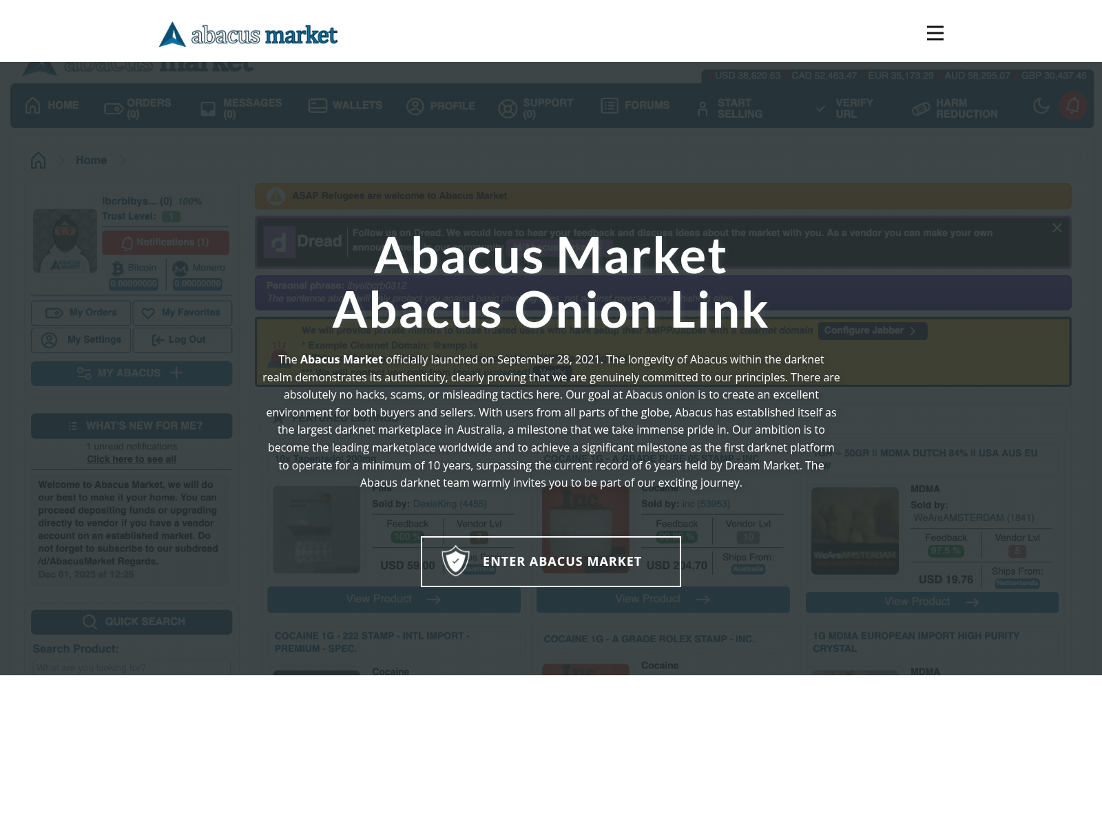 Screenshot of abacusmarketplace.net