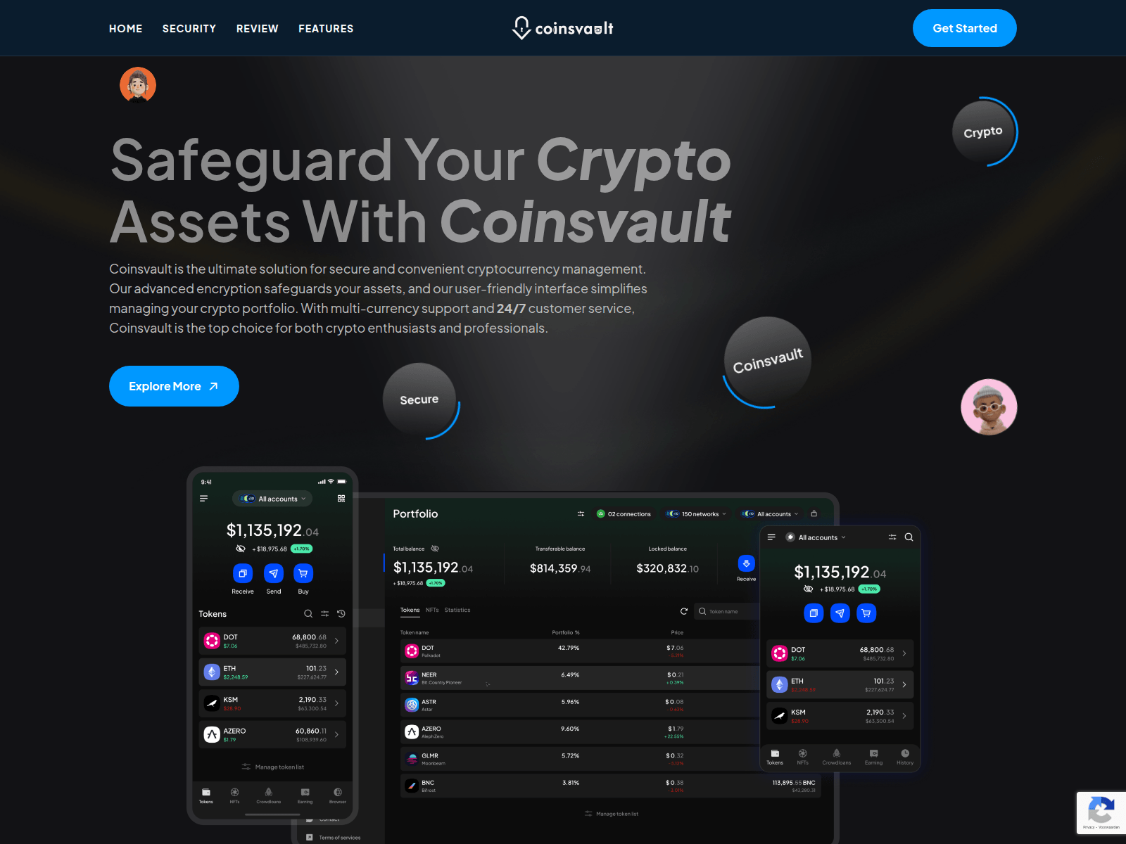 Screenshot of coinsvault.net