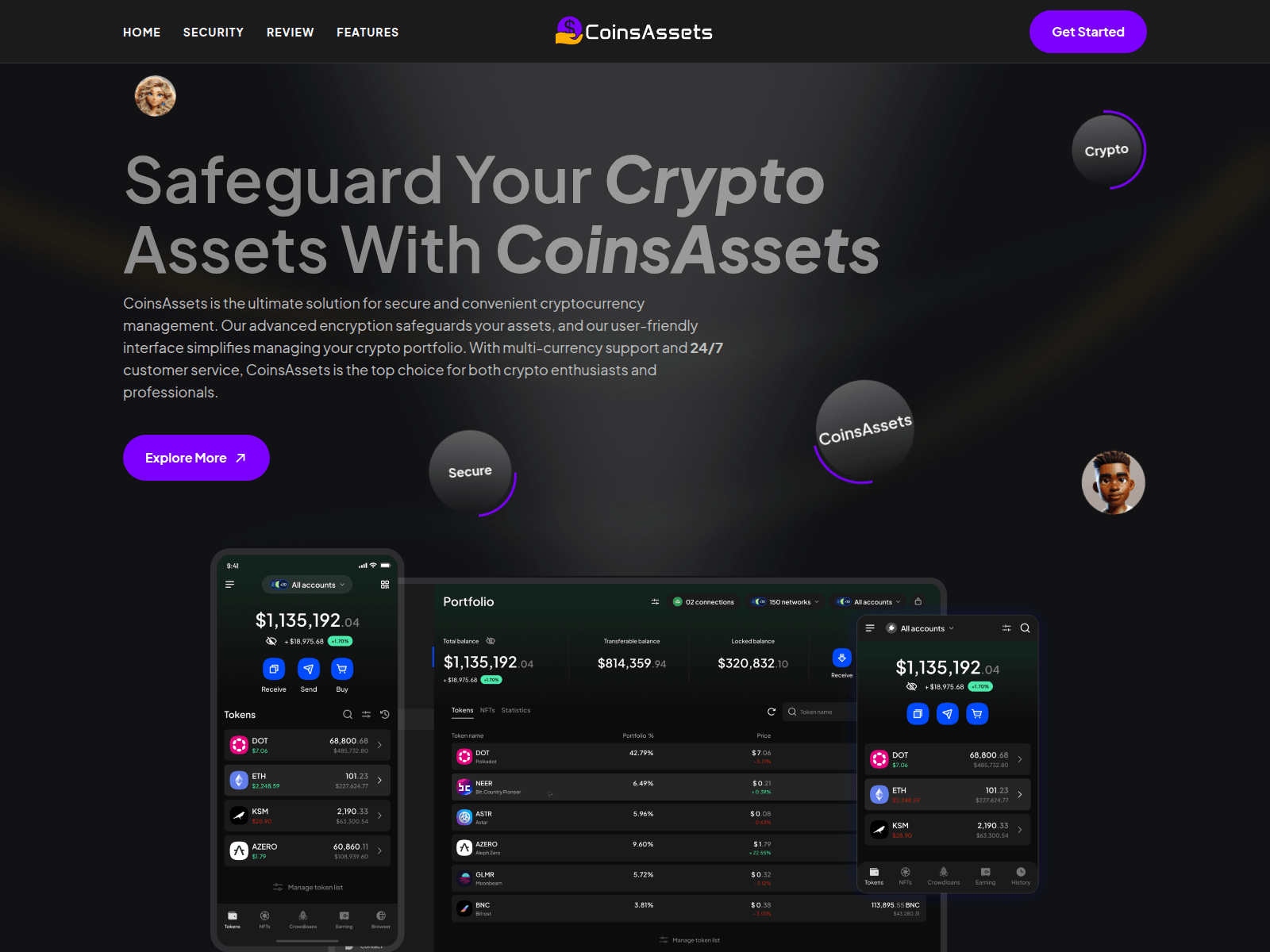 Forensic screenshot of coinsassets.net