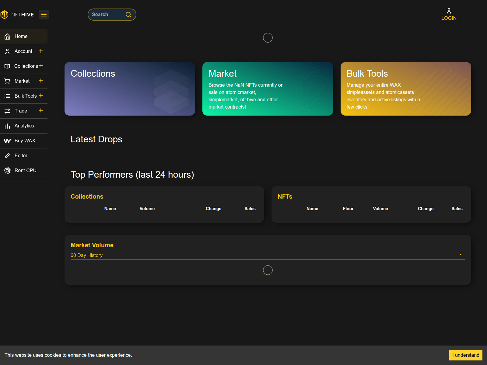 Screenshot of nfthive-frontend.pages.dev