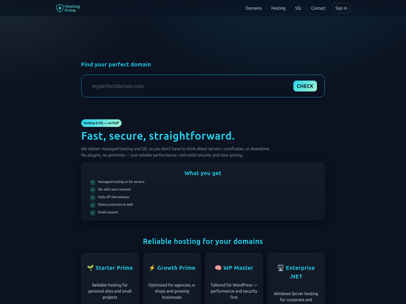 Screenshot of primehost365.net