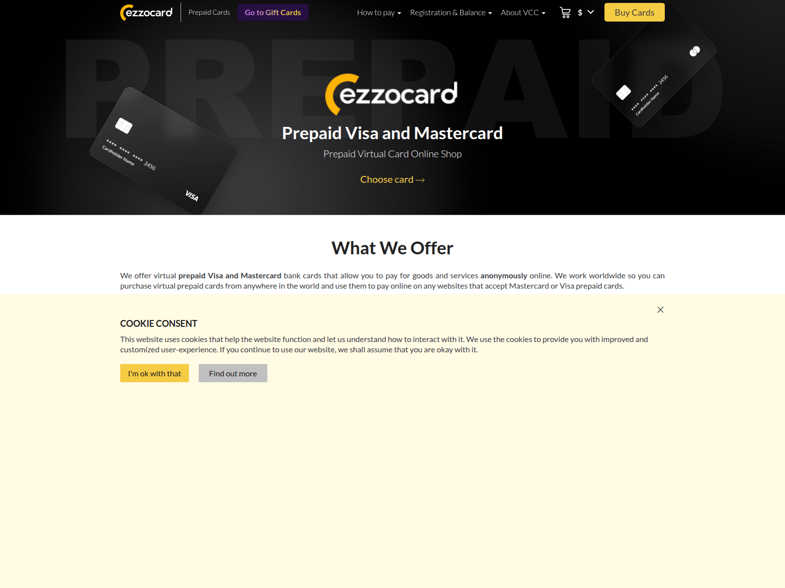 Screenshot of ezzocard.online