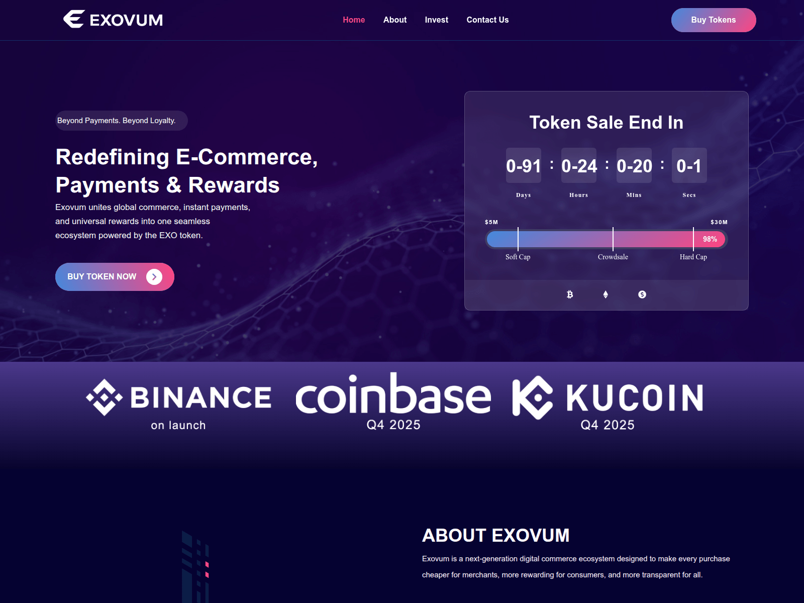 Screenshot of exovum.sale