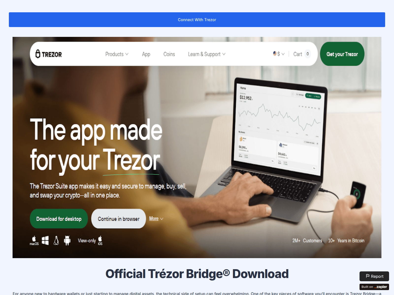 Forensic screenshot of setup-bridge-tze.zapier.app