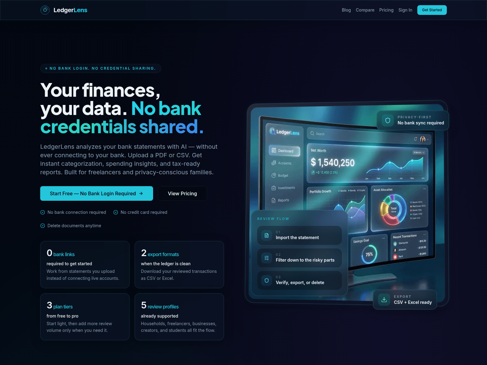 Screenshot of www.ledgerlensapp.com