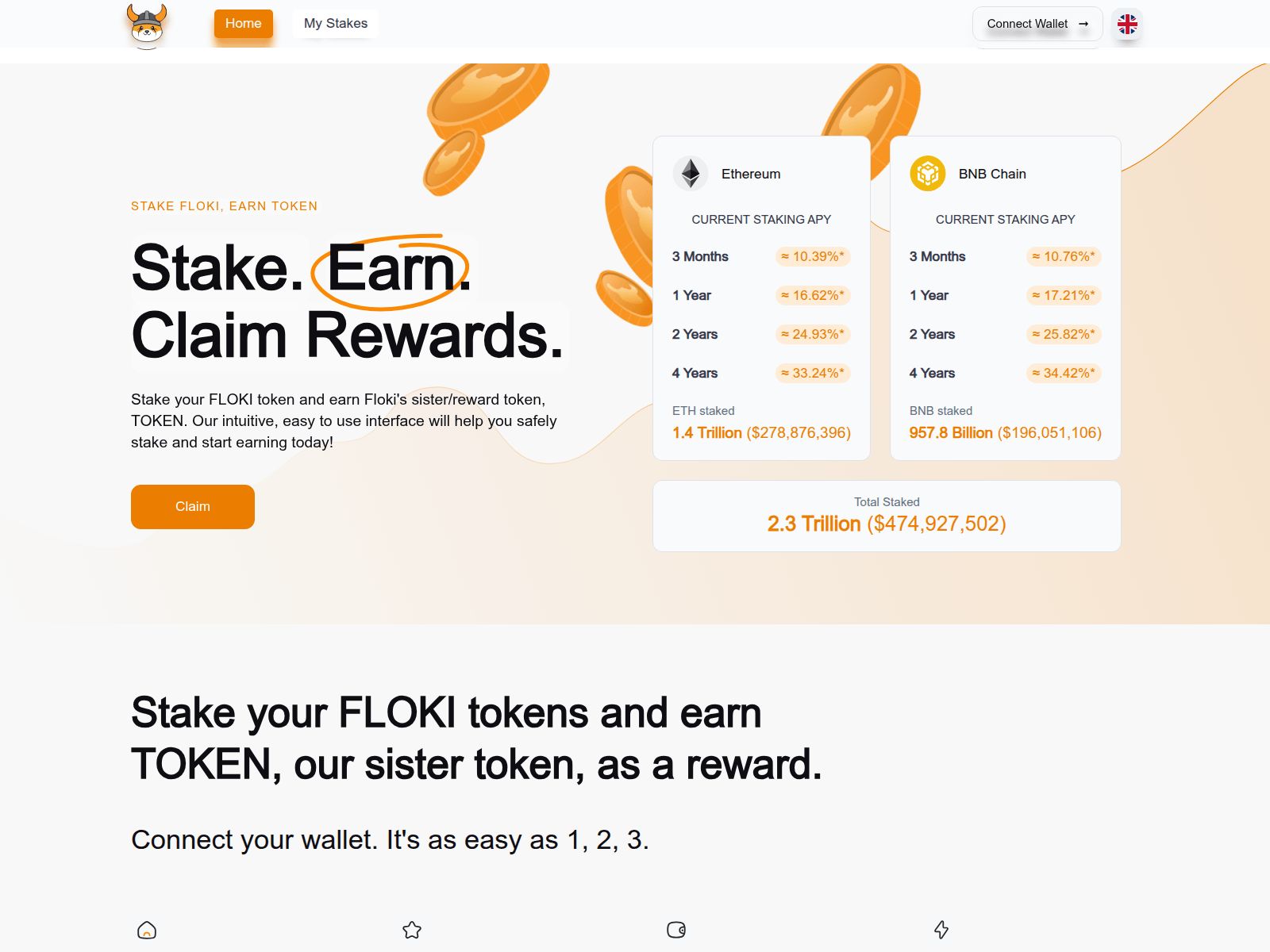 Screenshot of stakingfloki.pages.dev