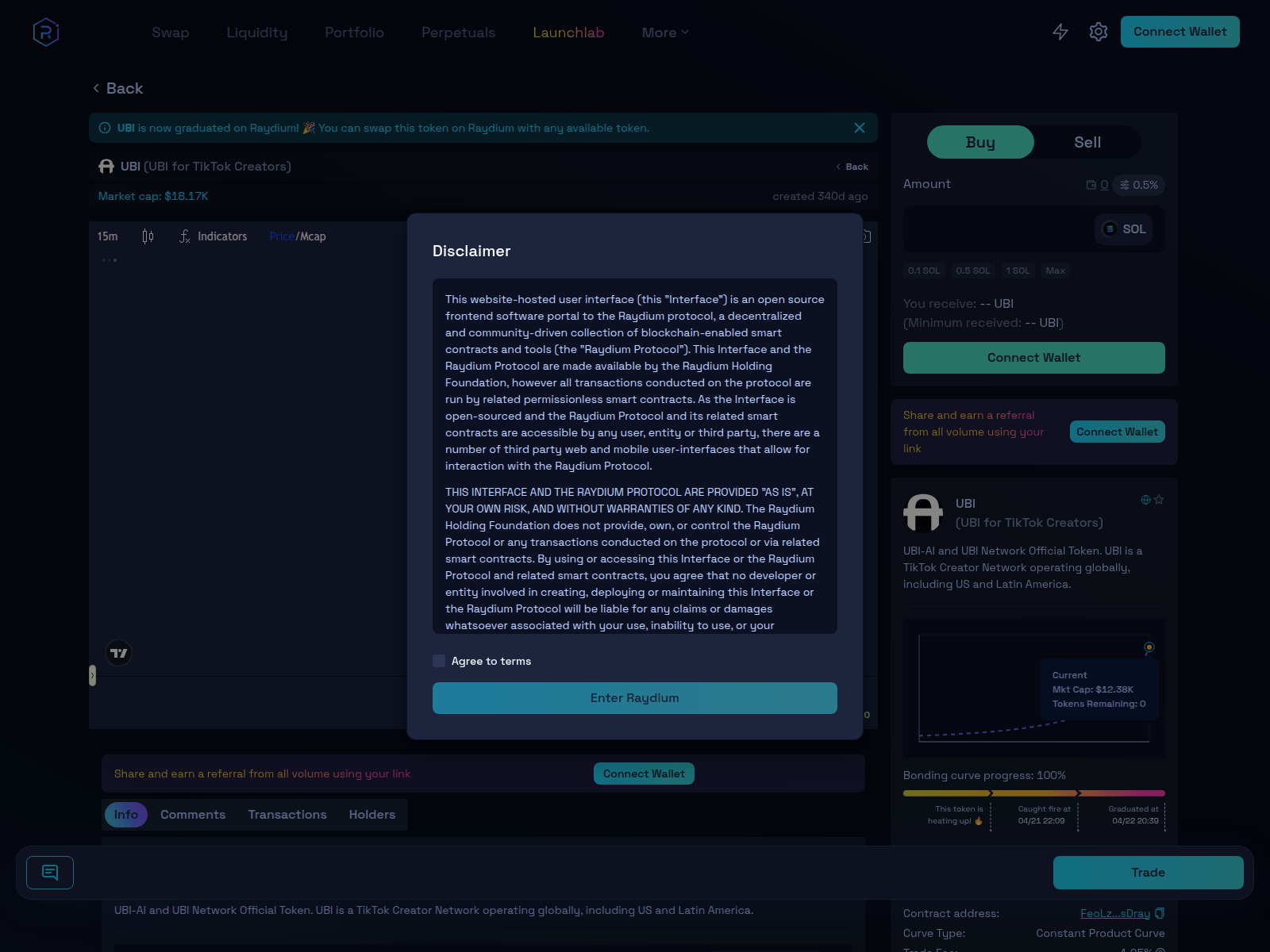 Screenshot of token.ubi-ai.com