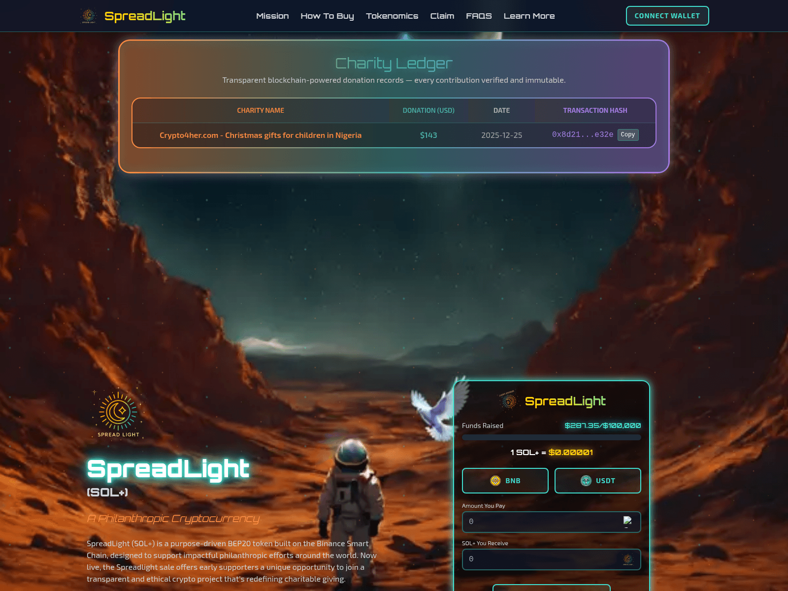 Screenshot of spreadlightv4.infinityblockchainsolutions.com