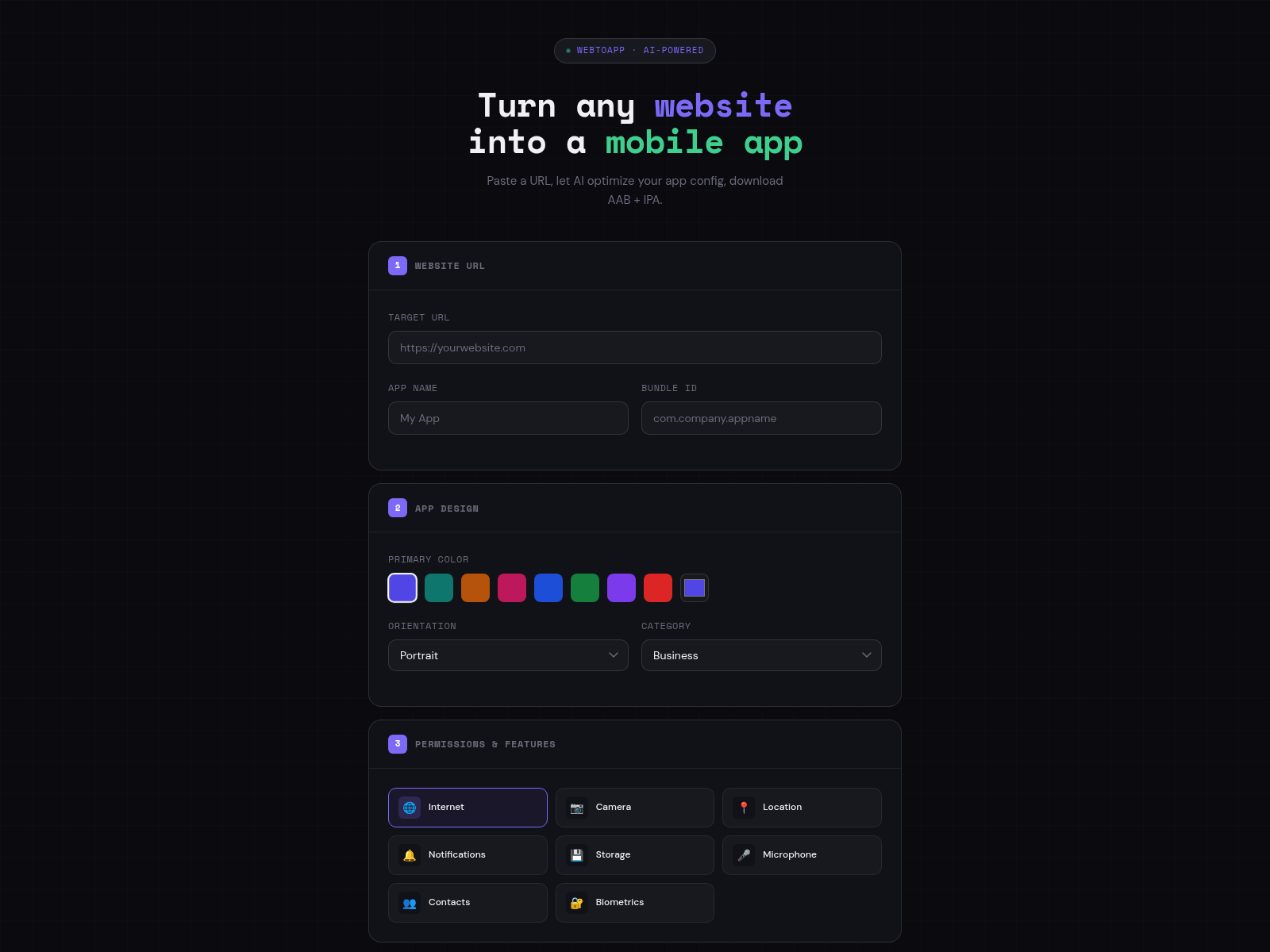 Screenshot of webtoapptool.onebigdream-consulting.org