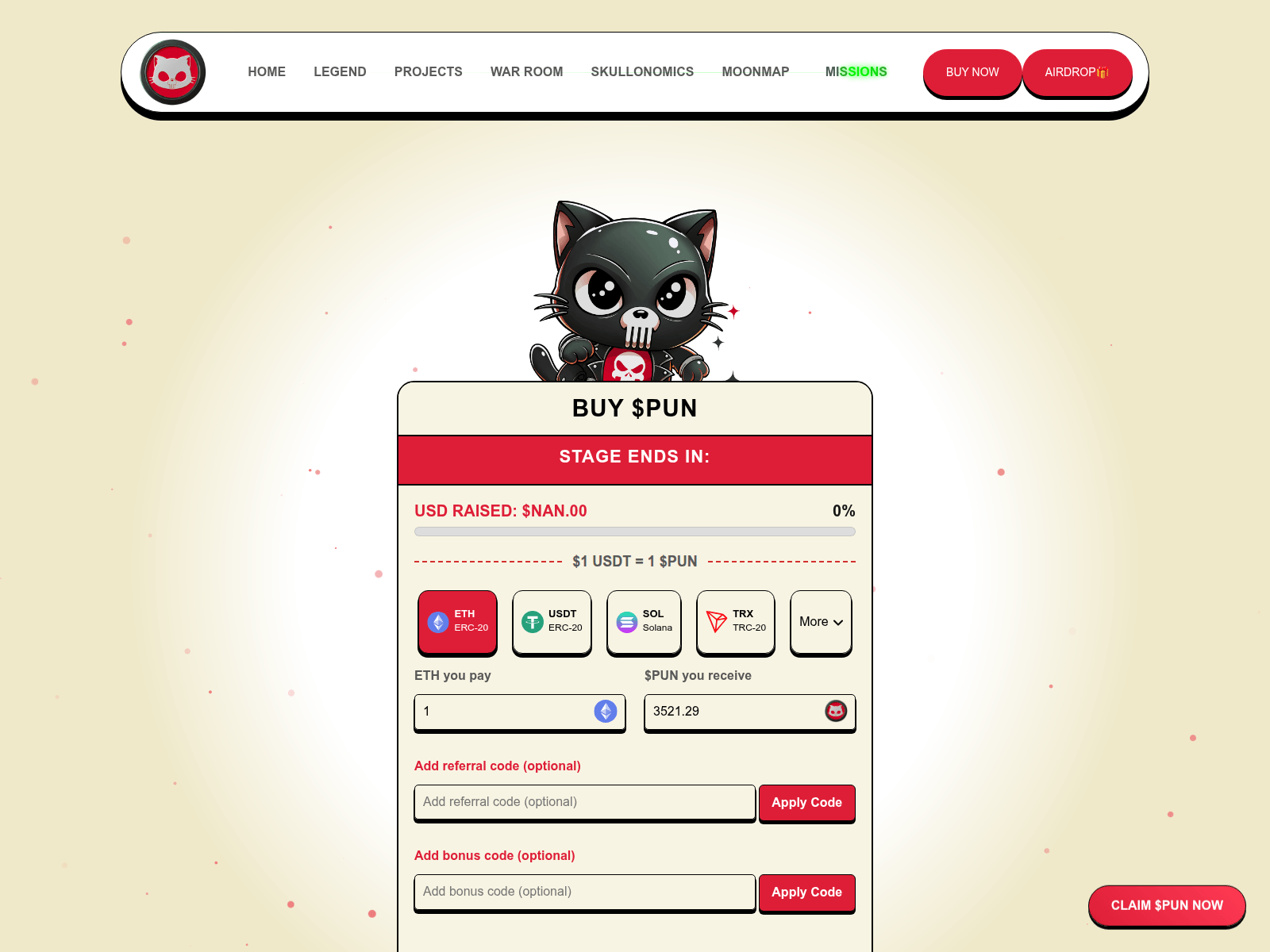 Screenshot of punishercoin.pages.dev