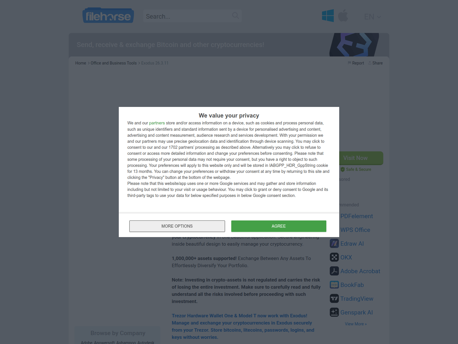 Forensic screenshot of www.filehorse.com