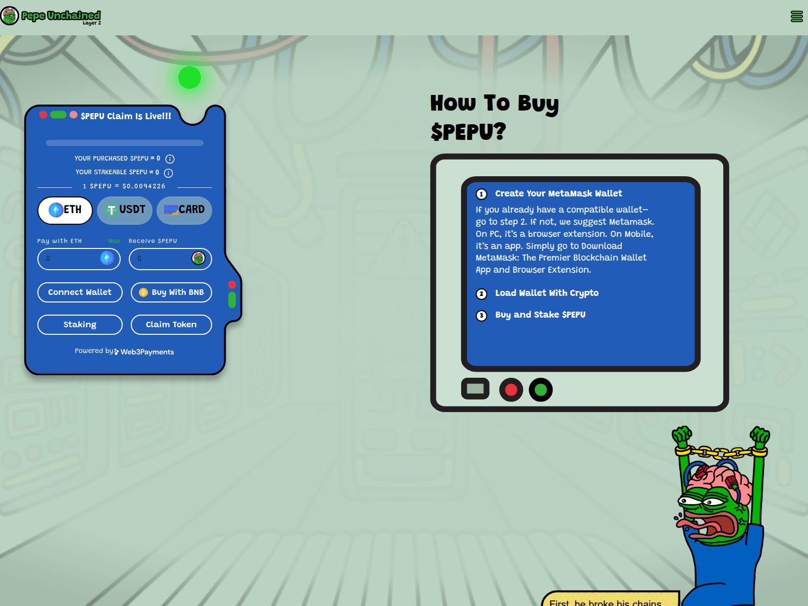 Screenshot of pepeunchained-claimweb.pages.dev