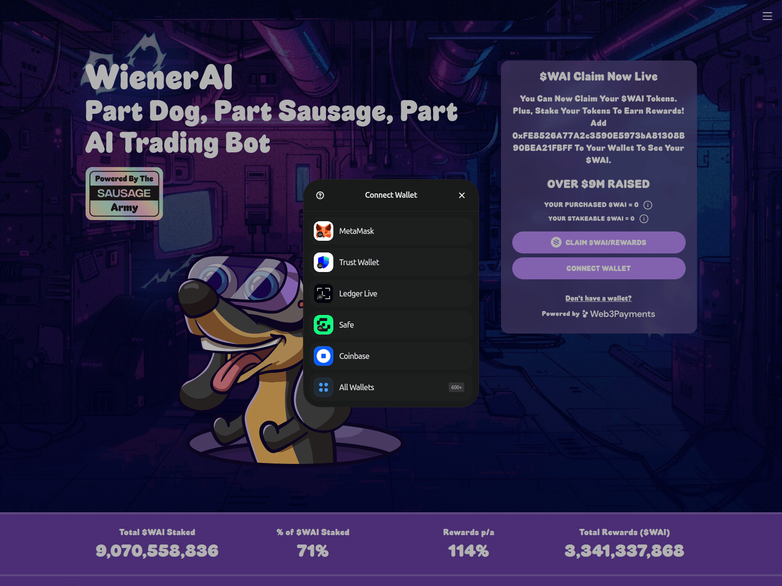 Screenshot of wienerdog-ai-liveclaim.pages.dev