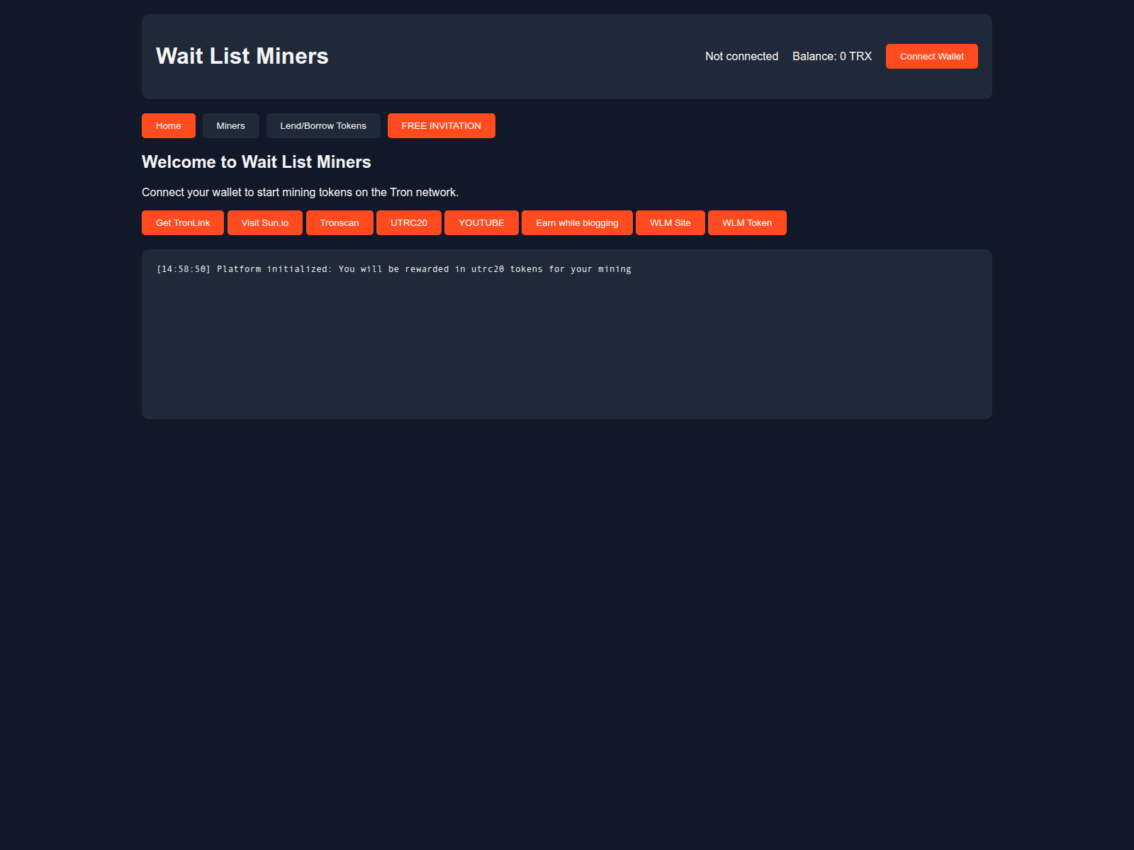 Screenshot of wait-list-miners.pages.dev